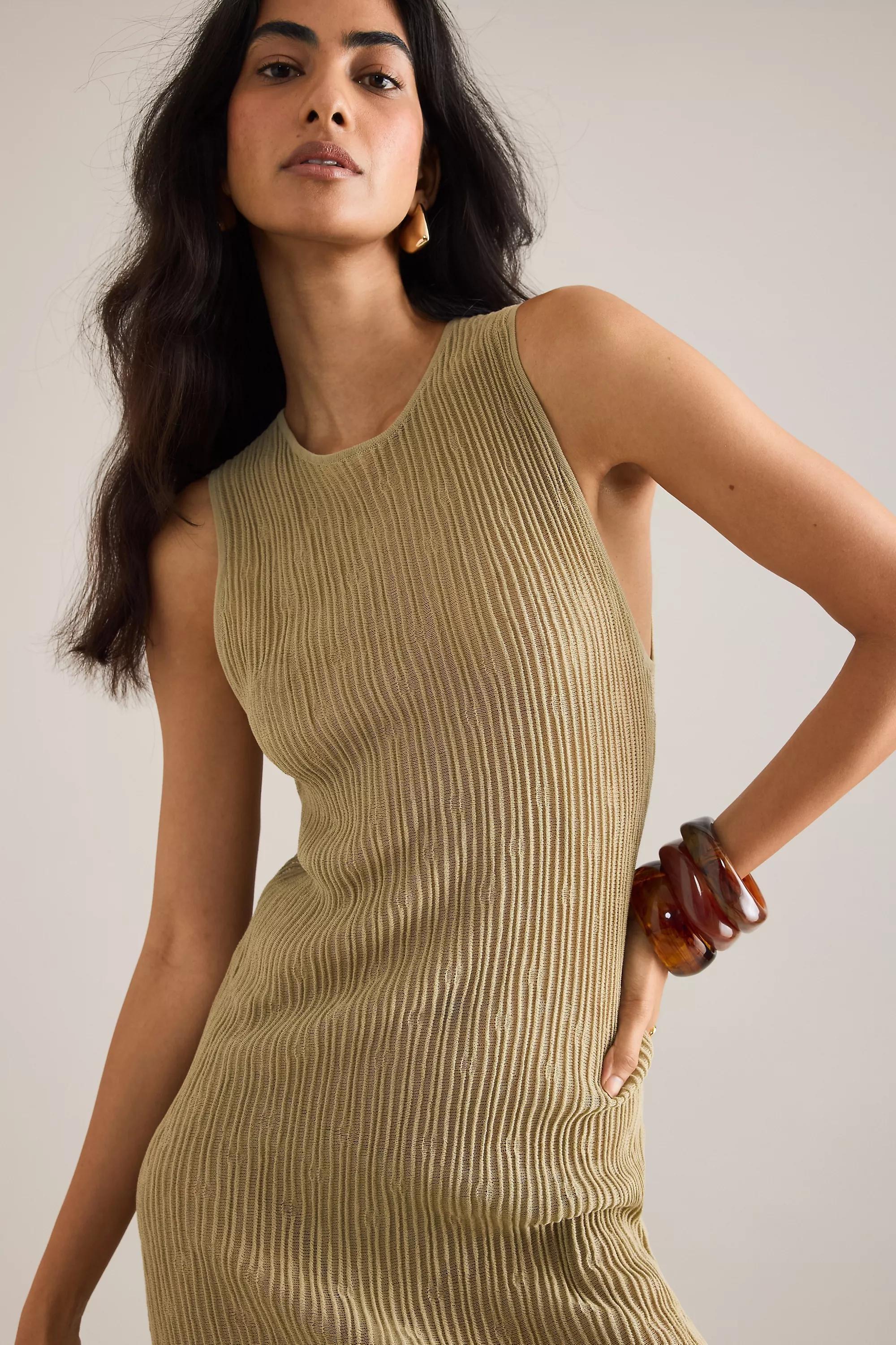 Selected Femme Lea Sleeveless Knit Maxi Dress, Khaki, A501_0035, large image number 5