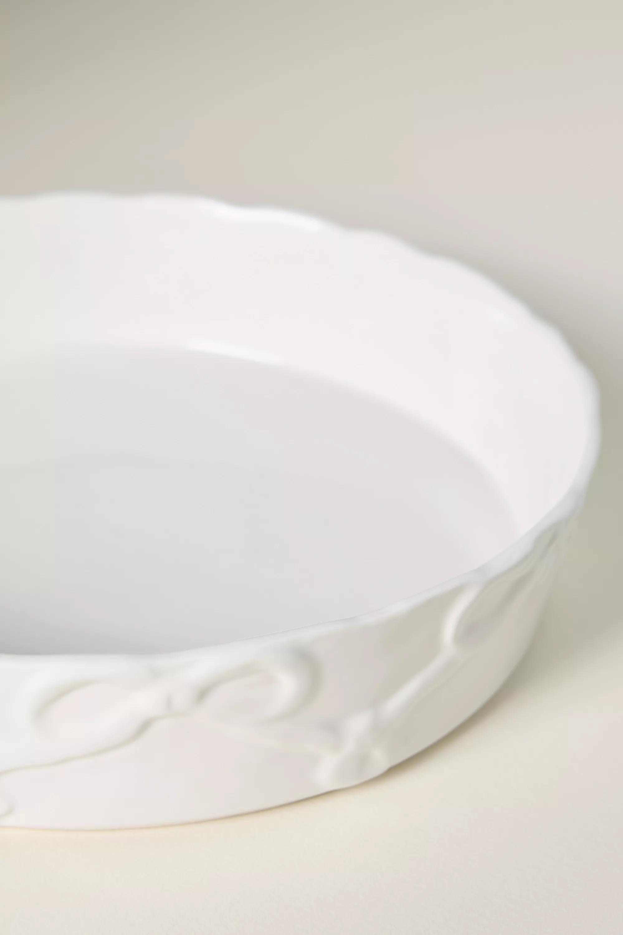 Benedita Bow Stoneware Pie Dish, White, A501_0010, large image number 2