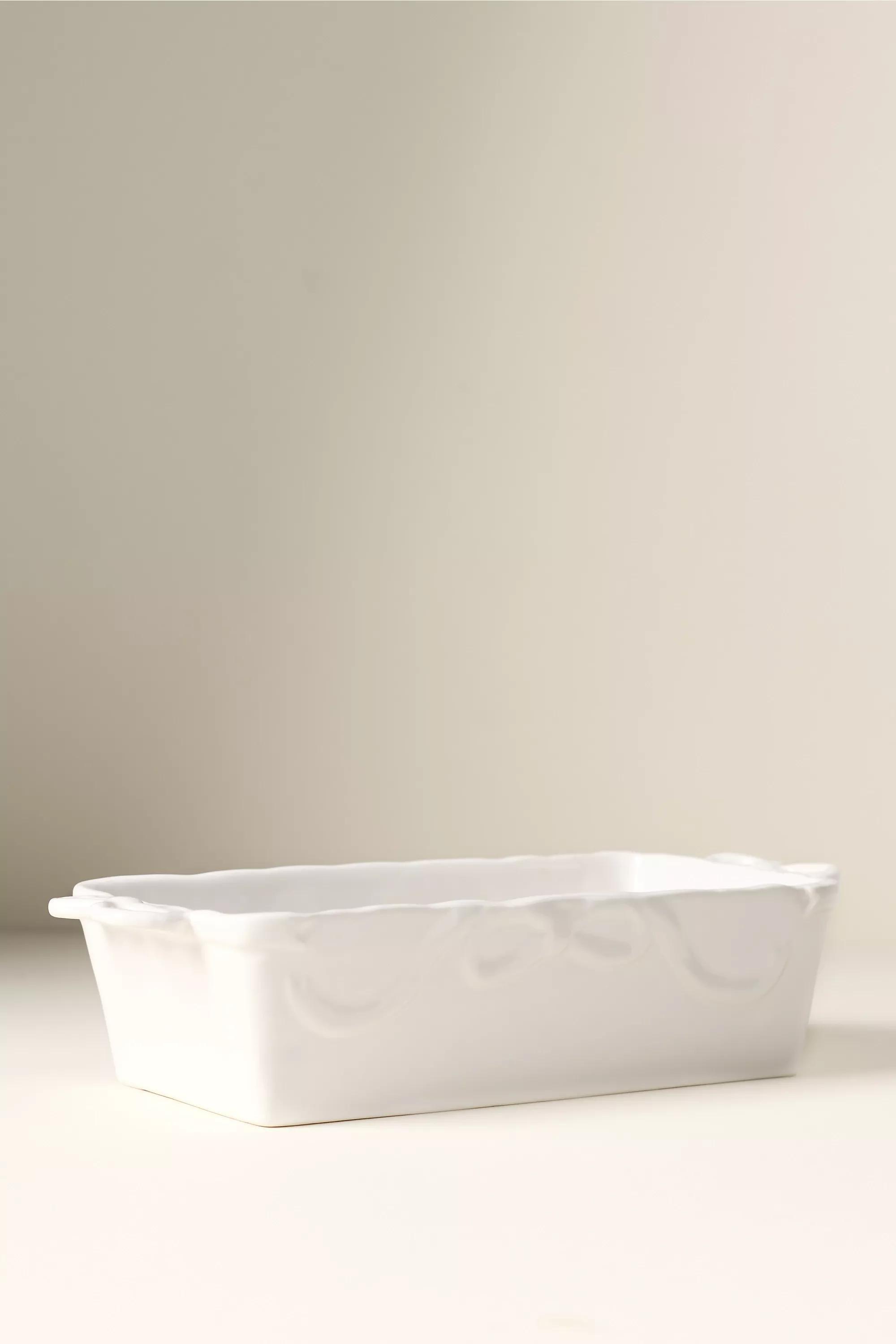 Benedita Bow Stoneware Loaf Pan, White, A501_0010, medium
