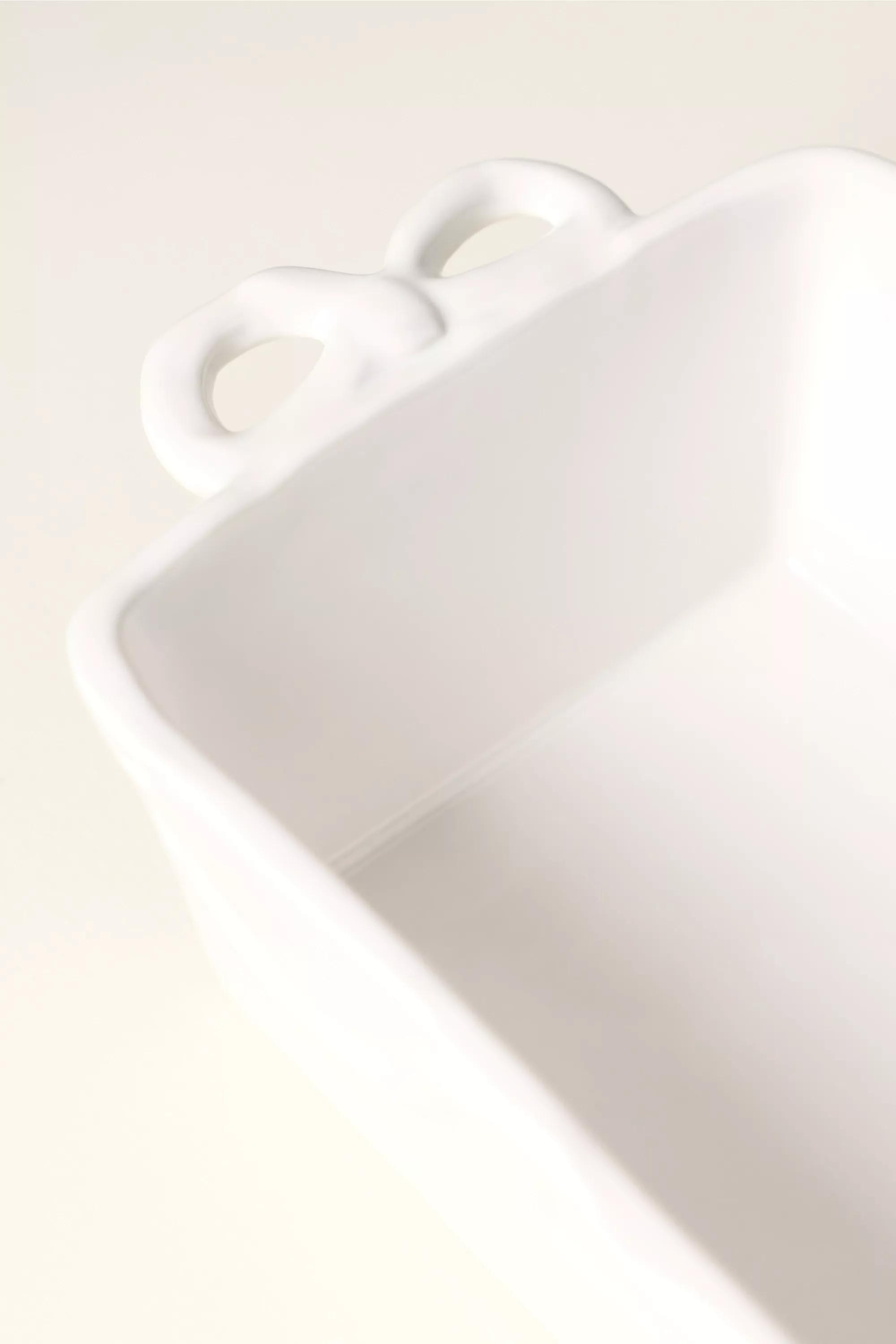 Benedita Bow Stoneware Loaf Pan, White, A501_0010, medium