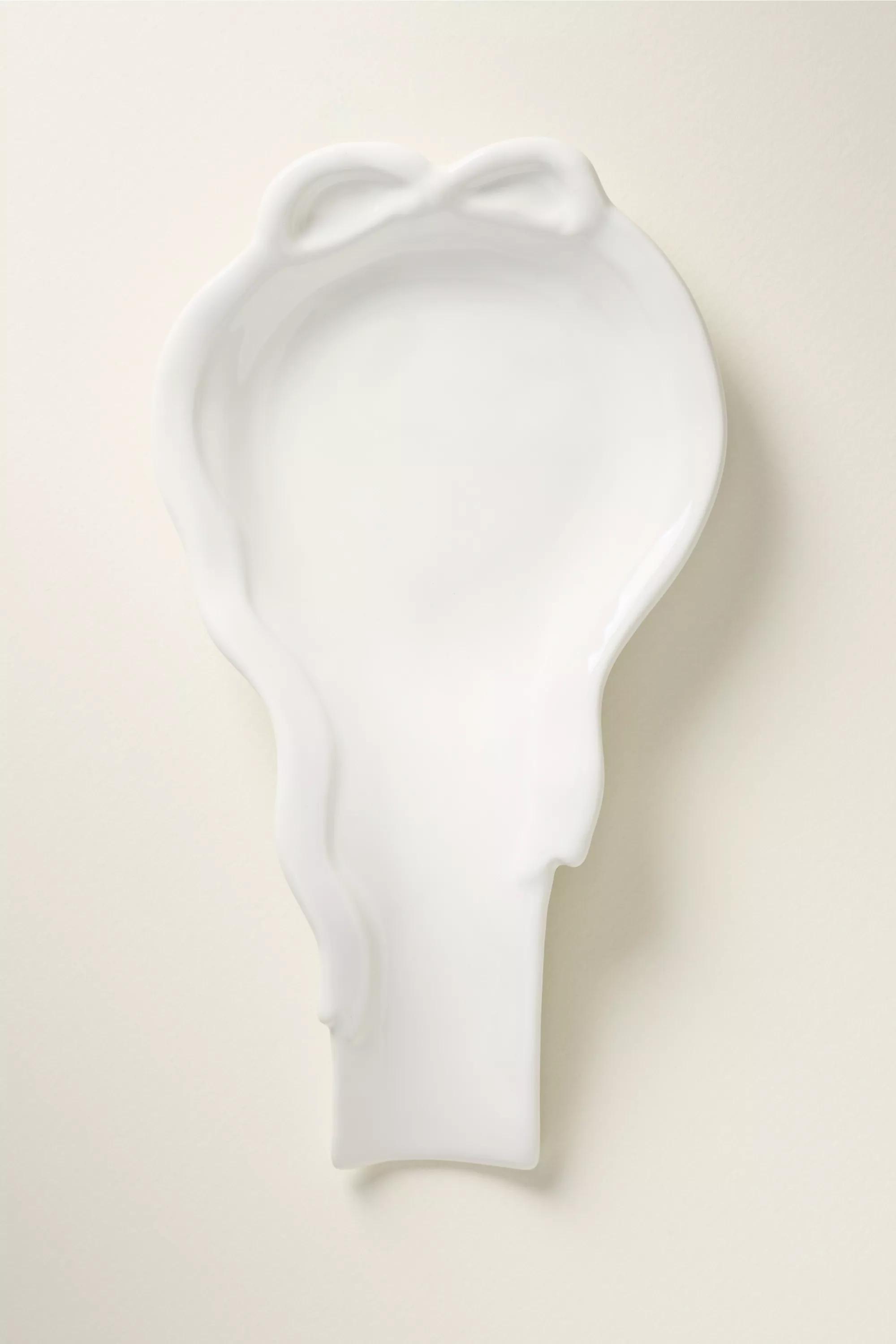 Benedita Bow Stoneware Spoon Rest, White, A501_0010, large image number 0