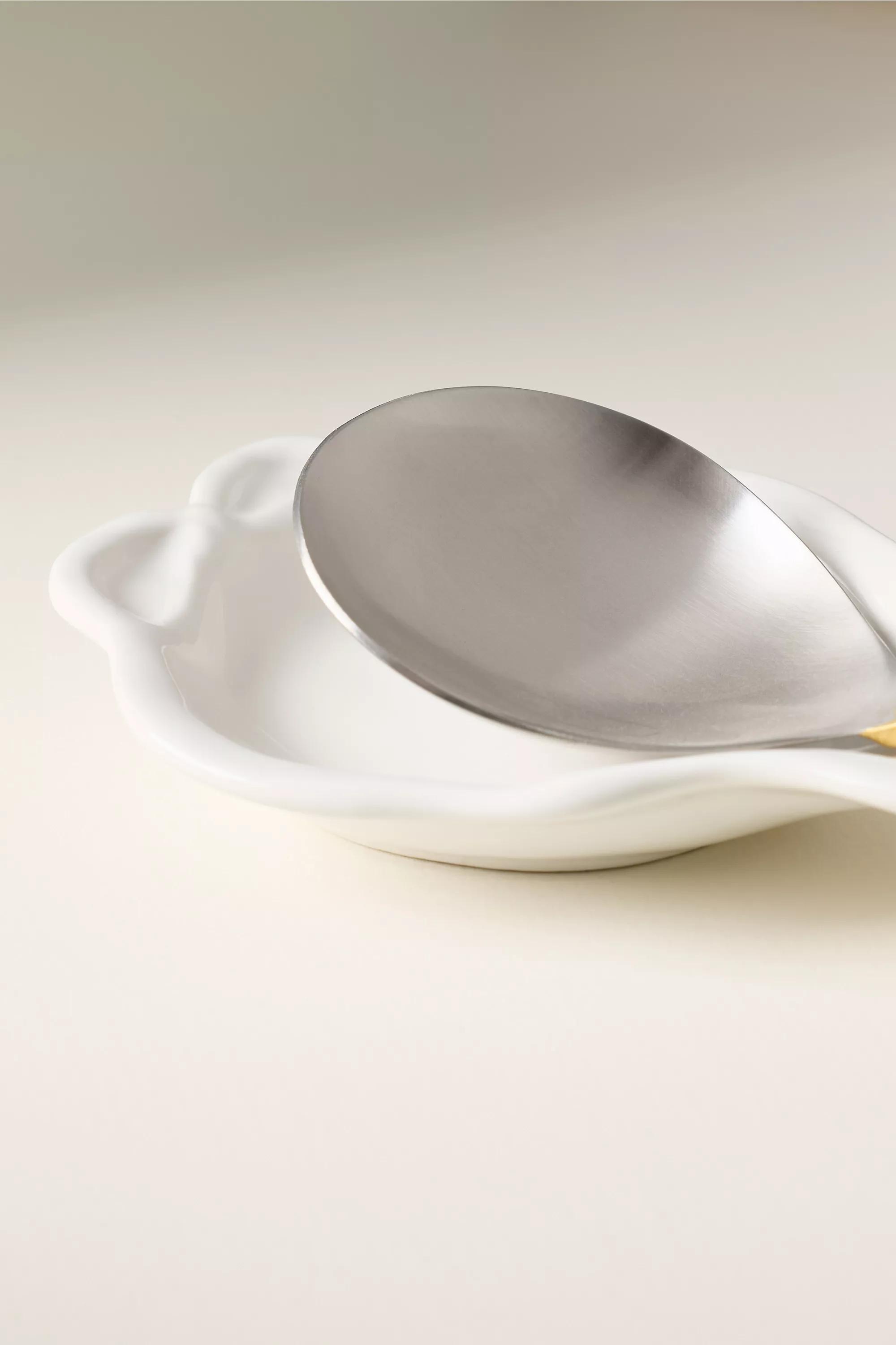 Benedita Bow Stoneware Spoon Rest, White, A501_0010, large image number 2