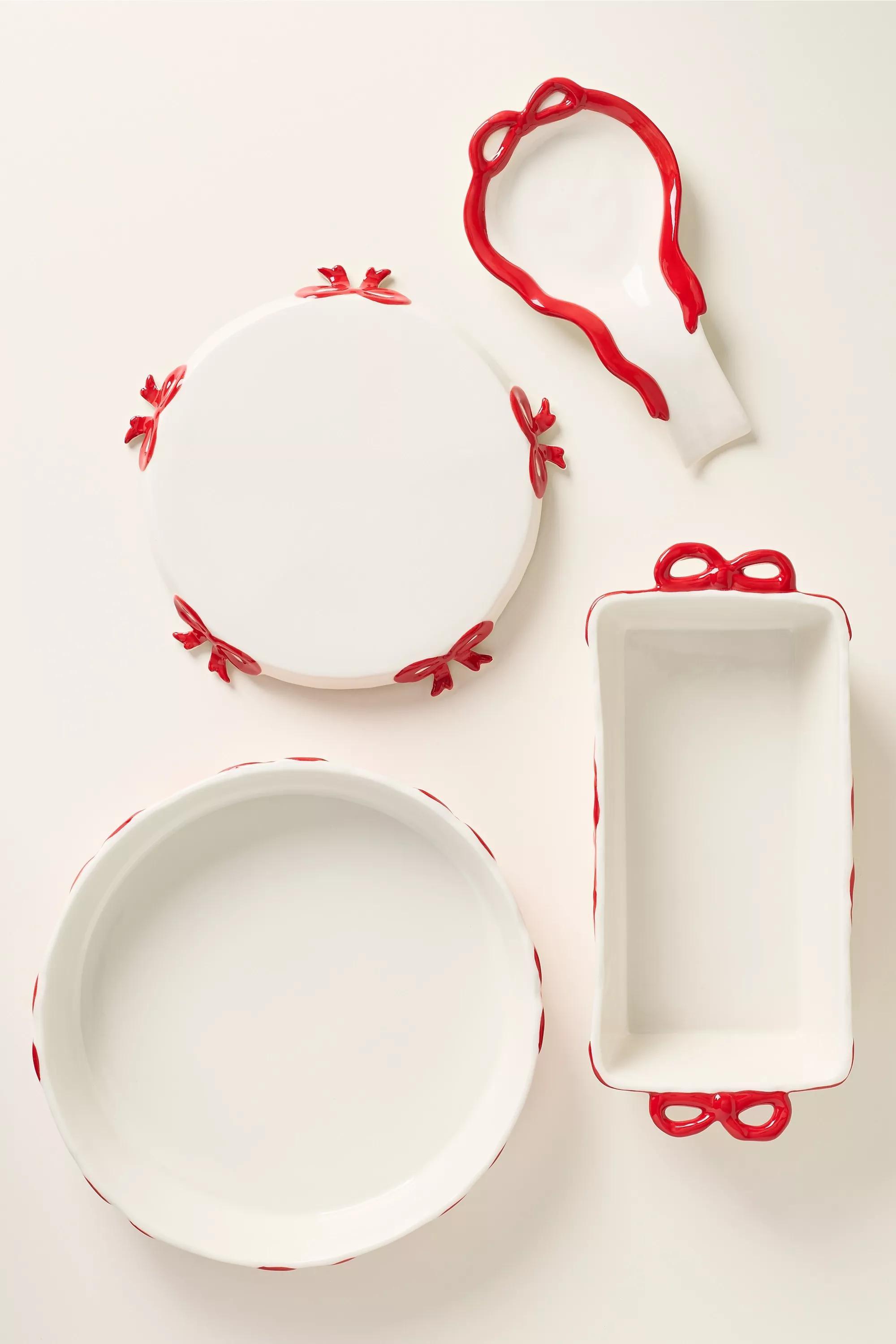 Benedita Bow Stoneware Spoon Rest, Red, A501_0060, large image number 2