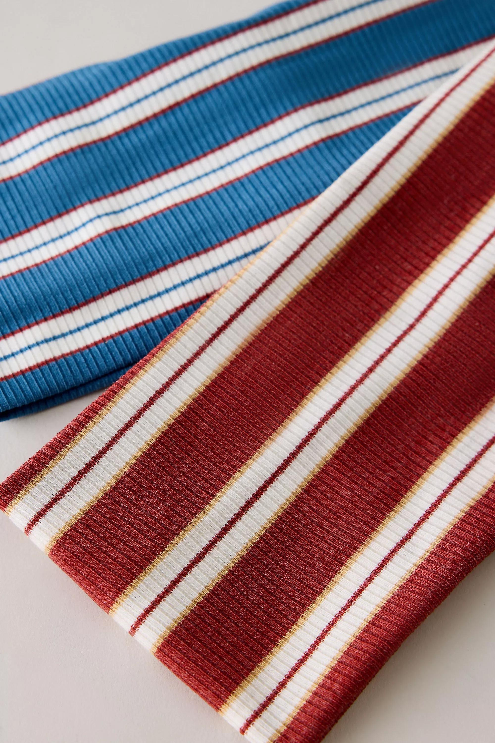 Striped Wide Stretch Headband, Set Of 2, Red, A501_0060, large image number 2