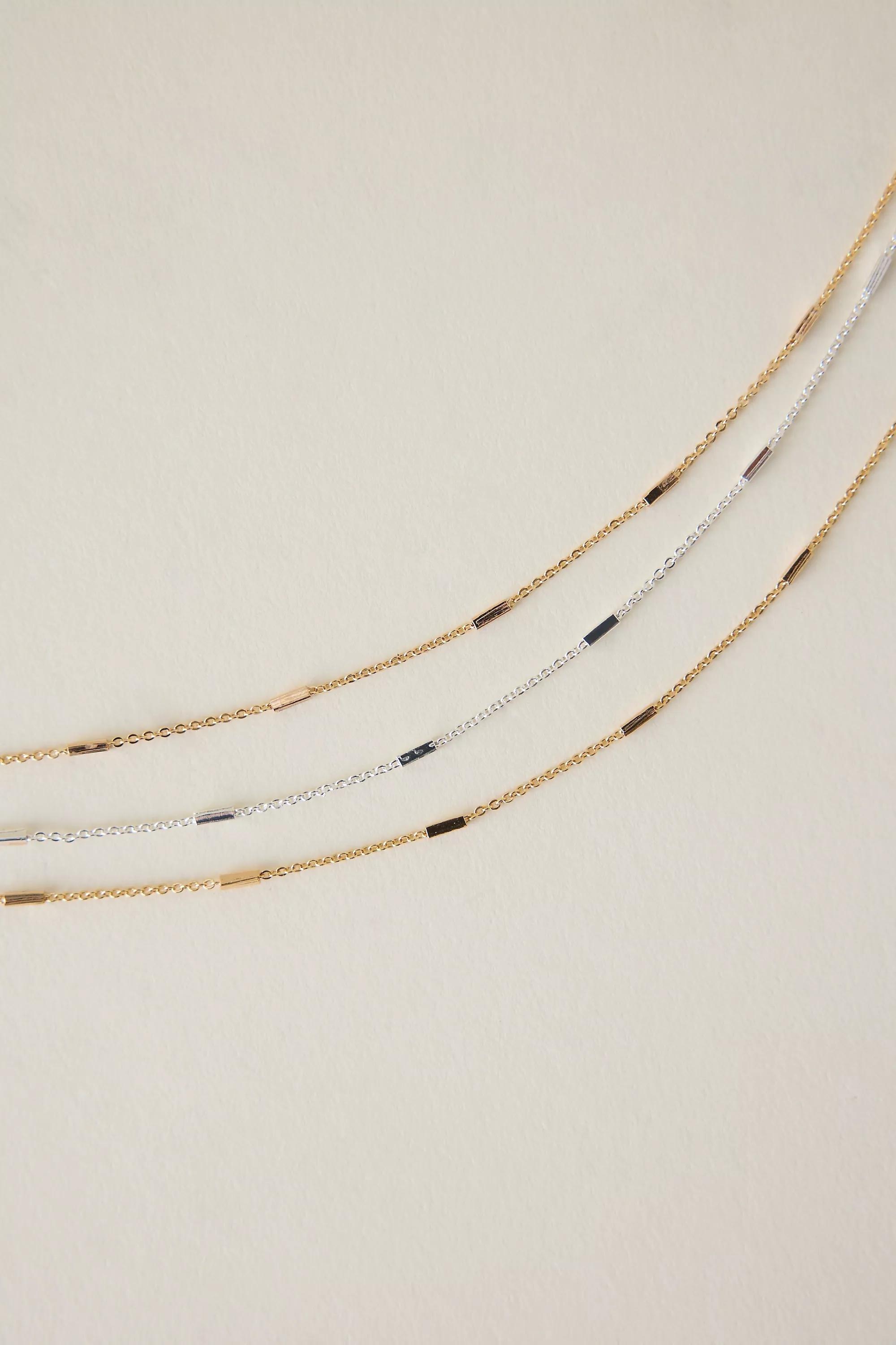 Mixed Metal Triple-Layered Necklace, Multicolour, A501_0000, large image number 1