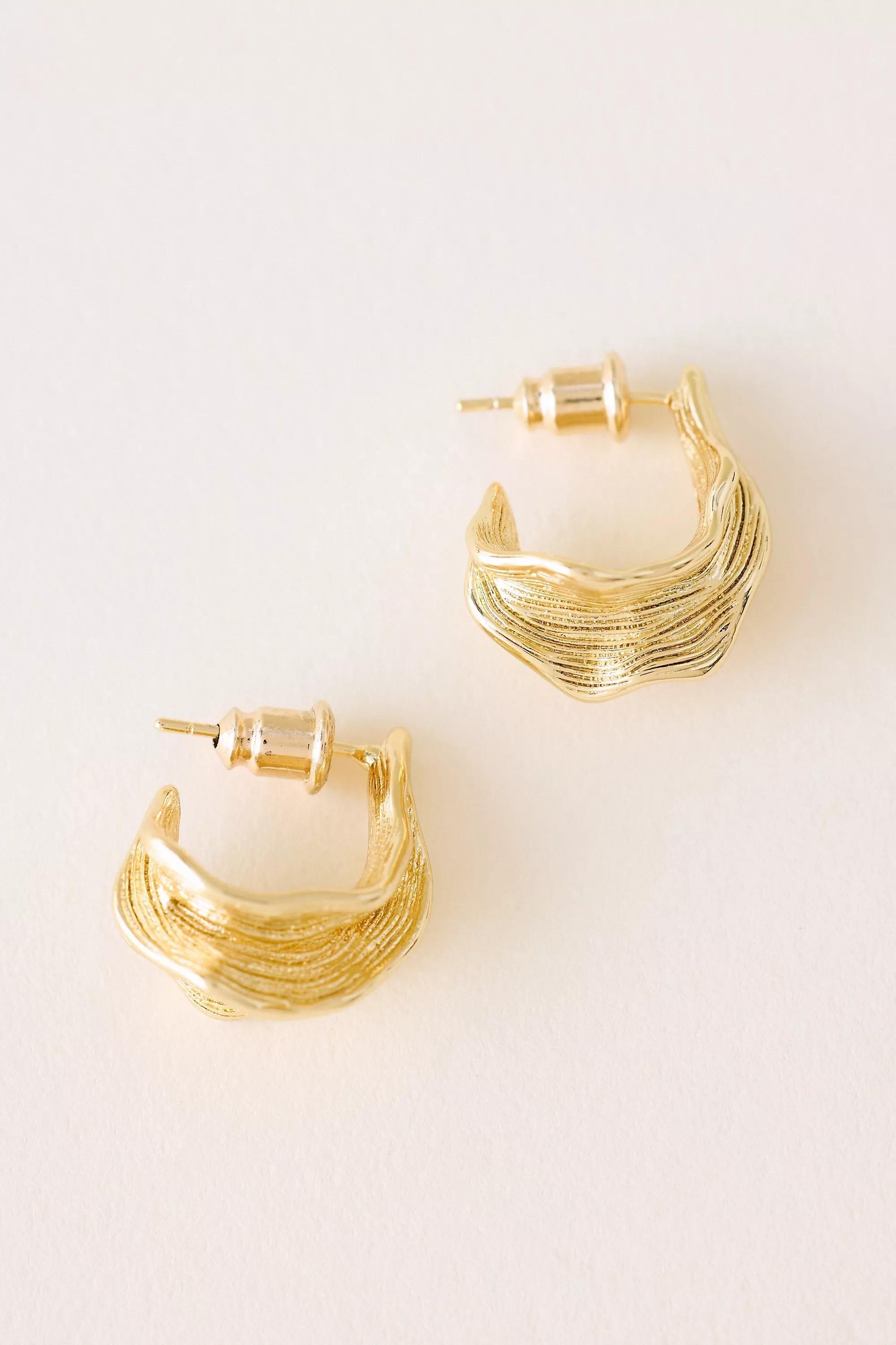 Uk Sf Leafy Hoop Drop Earings , Gold, A501_0070, large image number 0