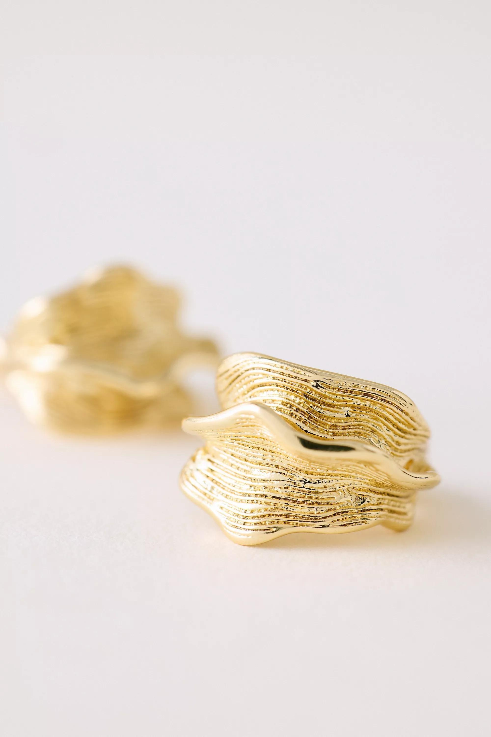 Uk Sf Leafy Hoop Drop Earings , Gold, A501_0070, large image number 1