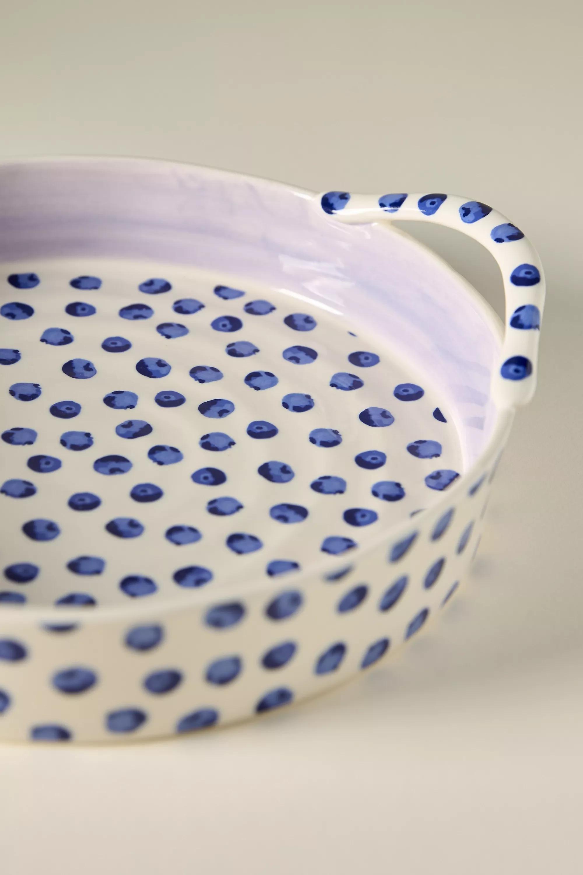 Icon Handpainted Stoneware Pie Dish, Blue, A501_0040, large image number 4