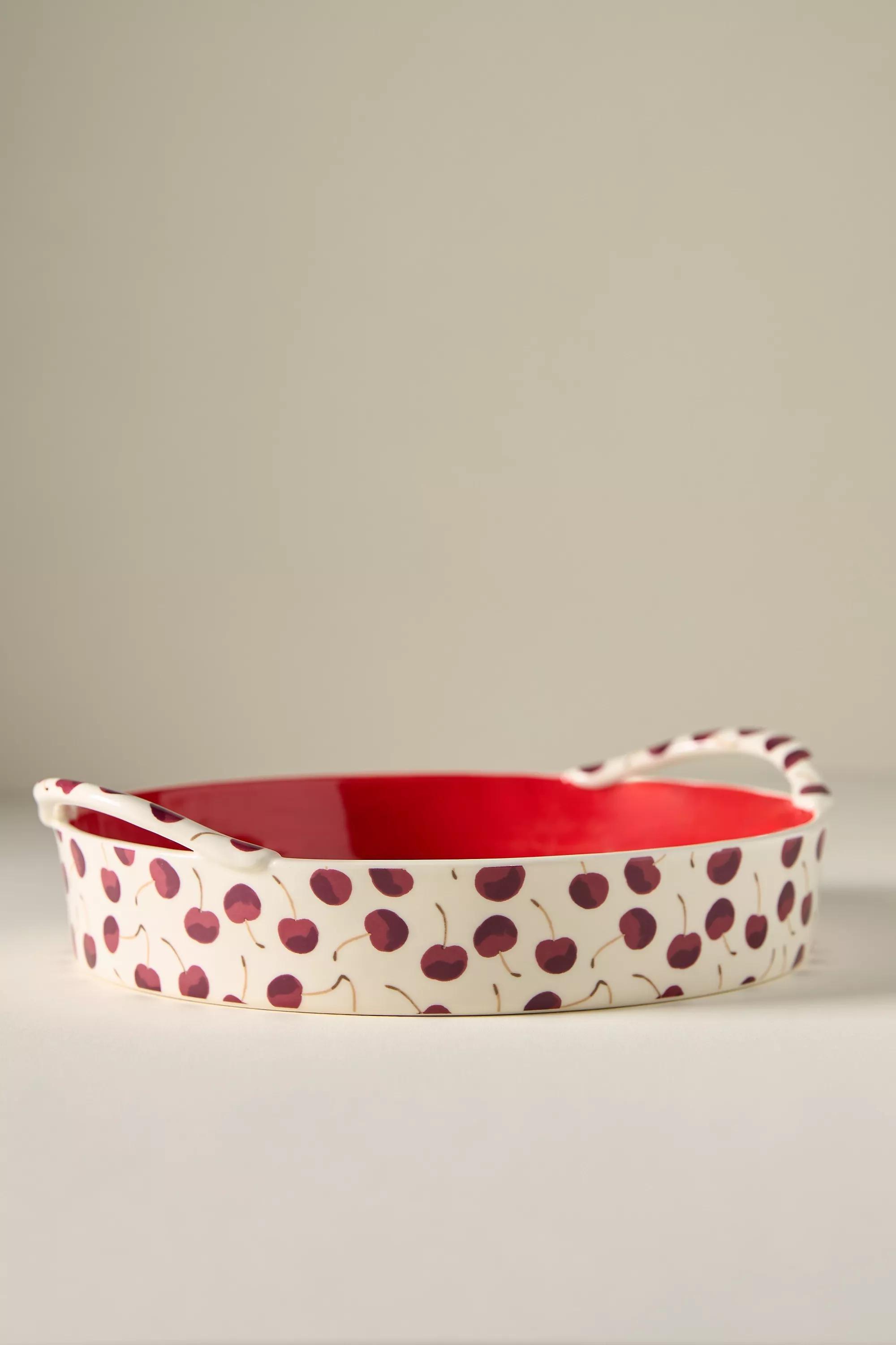 Berry Icon Handpainted Stoneware Pie Dish, Red, A501_0069, medium