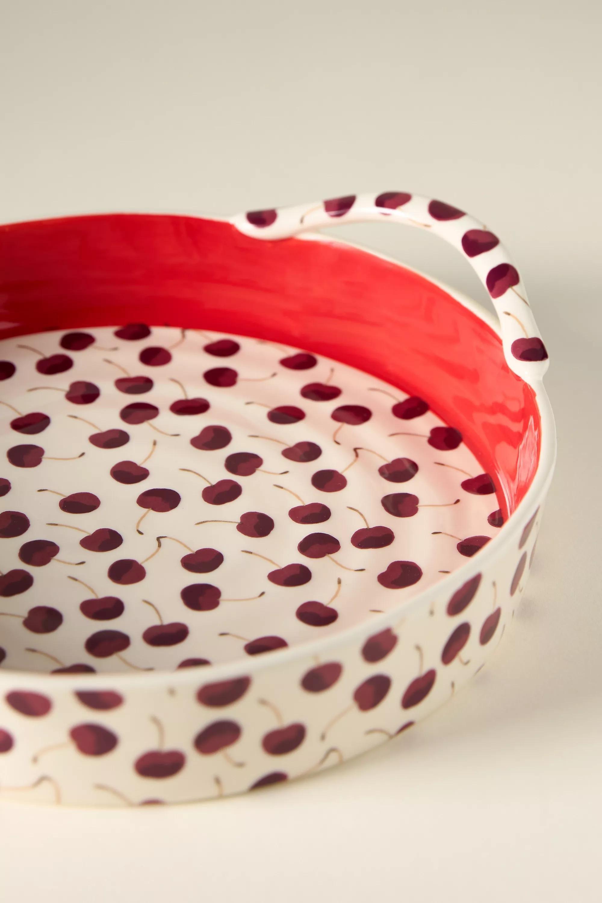 Berry Icon Handpainted Stoneware Pie Dish, Red, A501_0069, large image number 1