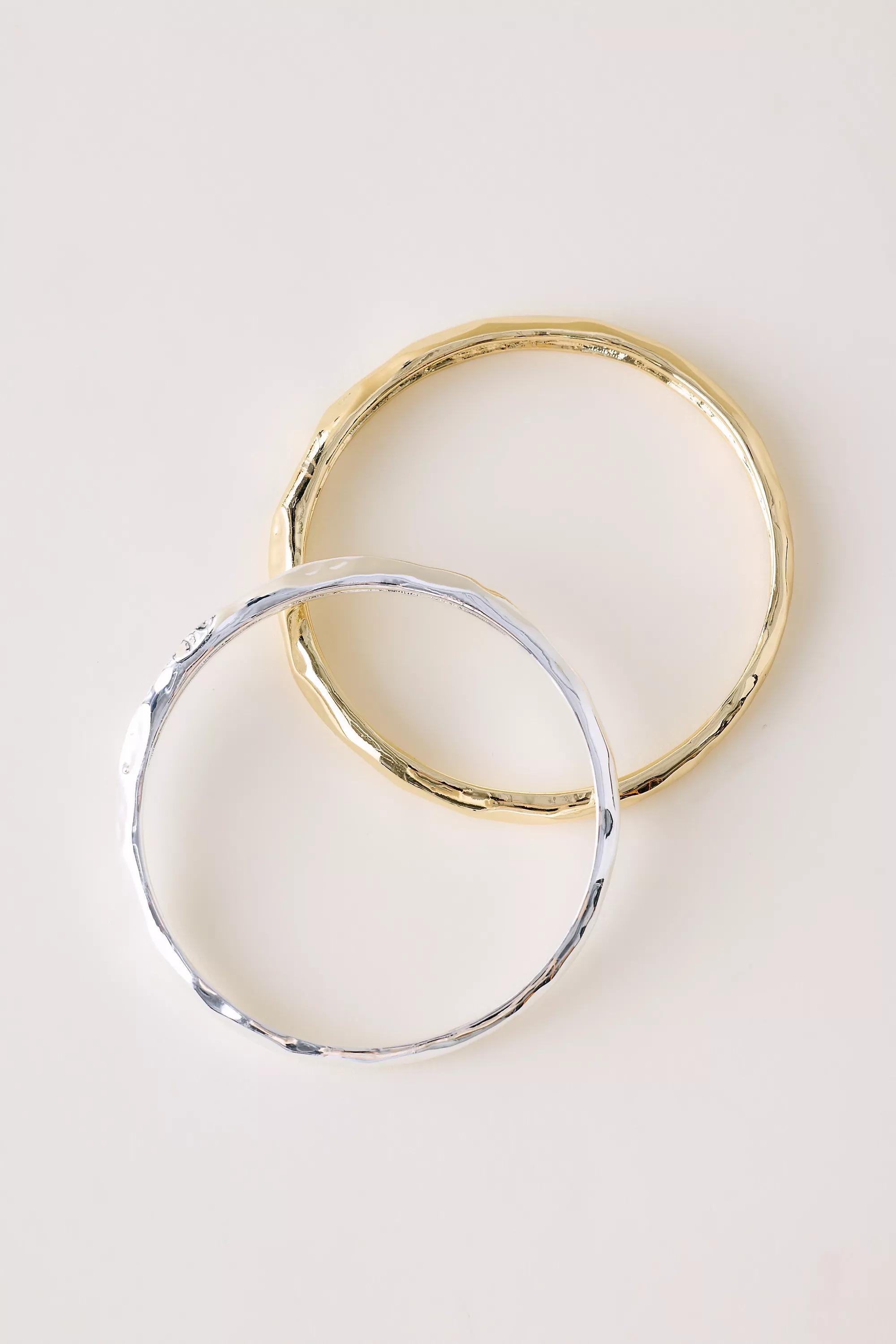 Mixed Metal Bangle Bracelets, Set Of 2, Multicolour, A501_0000, large image number 2