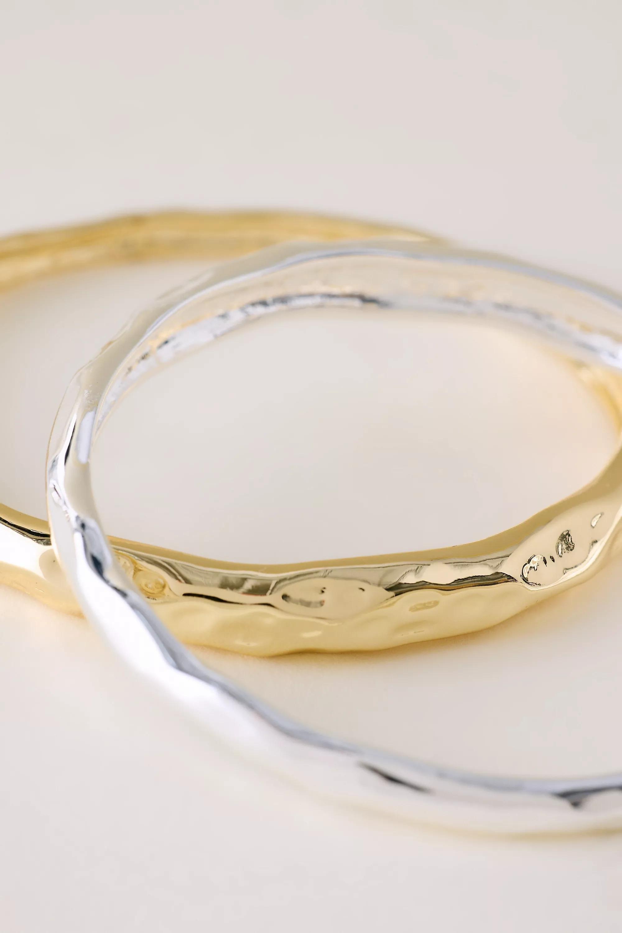 Mixed Metal Bangle Bracelets, Set Of 2, Multicolour, A501_0000, large image number 4