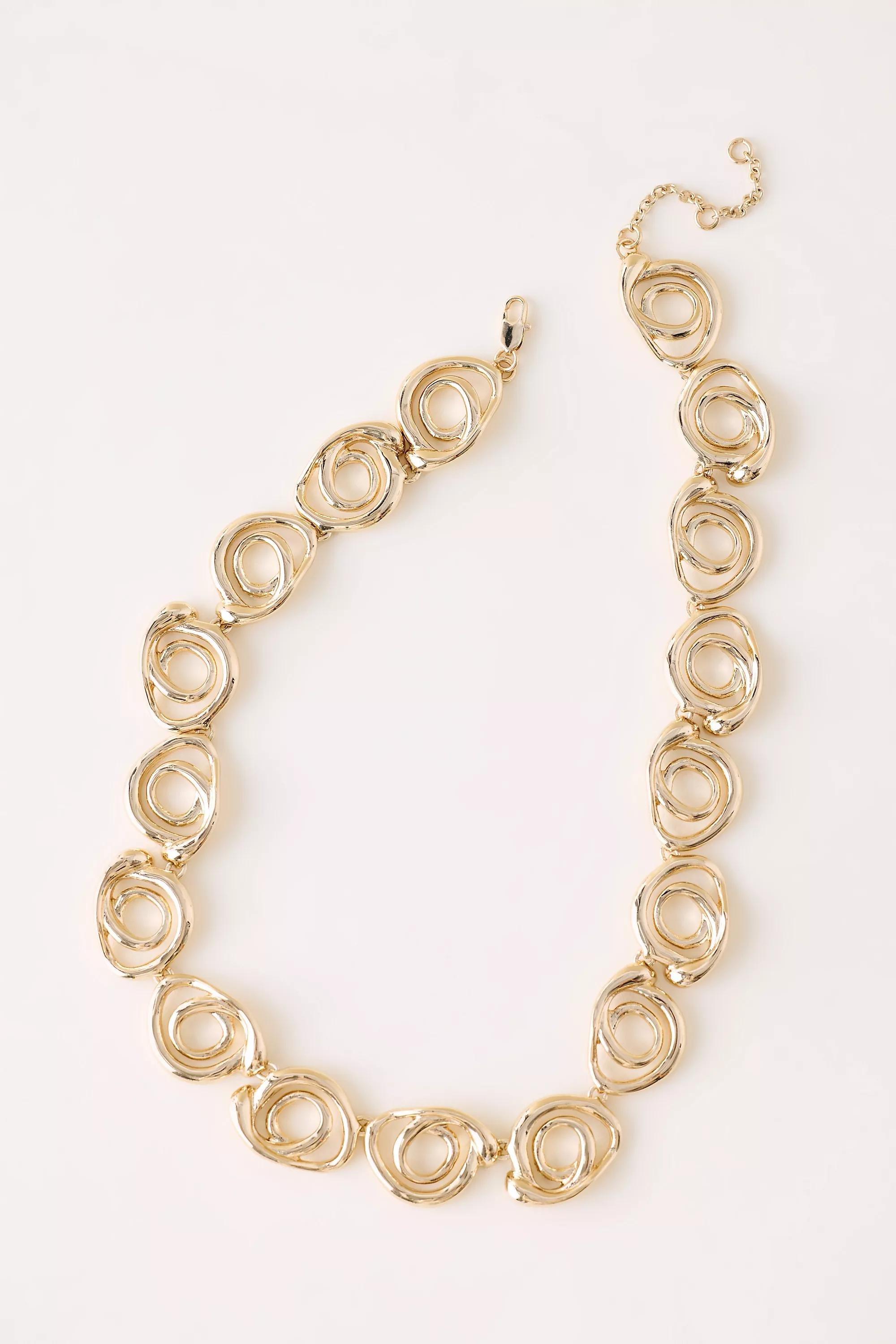 Oversized Twist Necklace, Gold, A501_0070, large image number 1