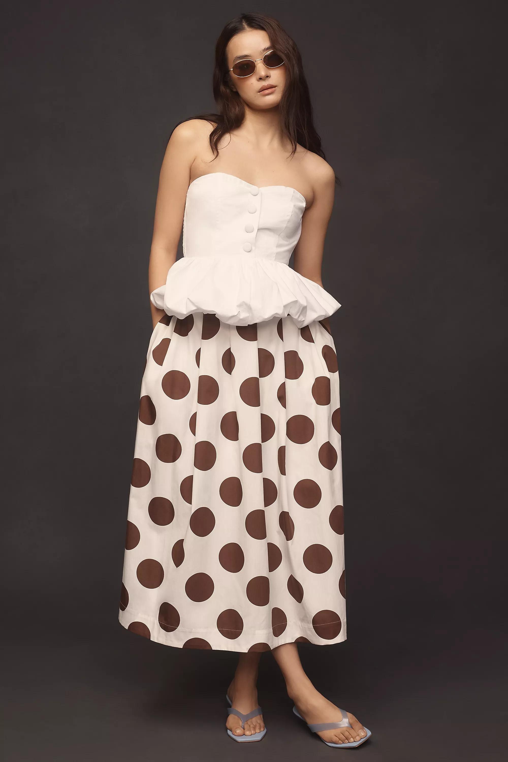 By Maeve Cotton Poplin Pleated Midi Skirt, Brown, , large image number 2