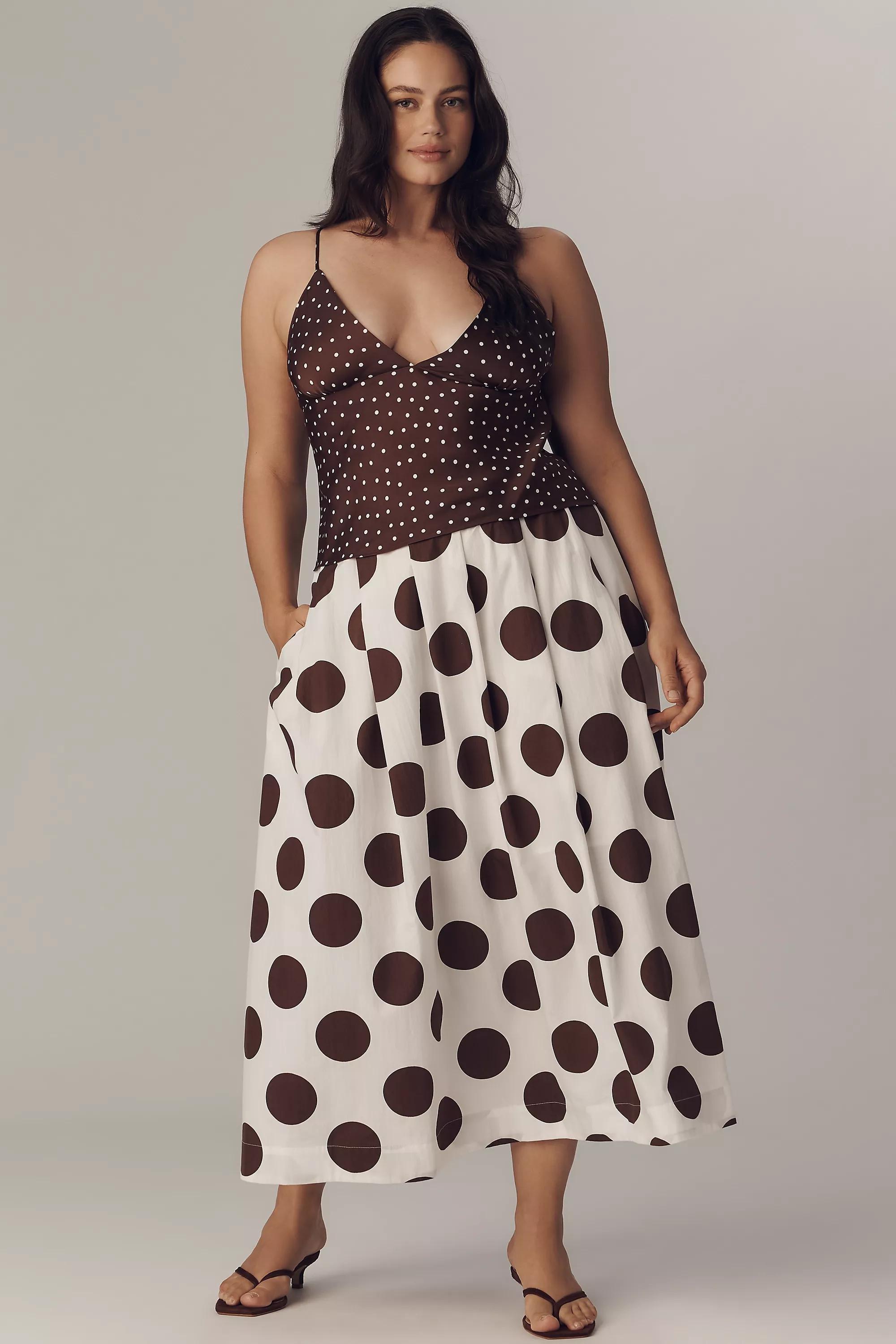 By Maeve Cotton Poplin Pleated Midi Skirt, Brown, A501_0029, large image number 4