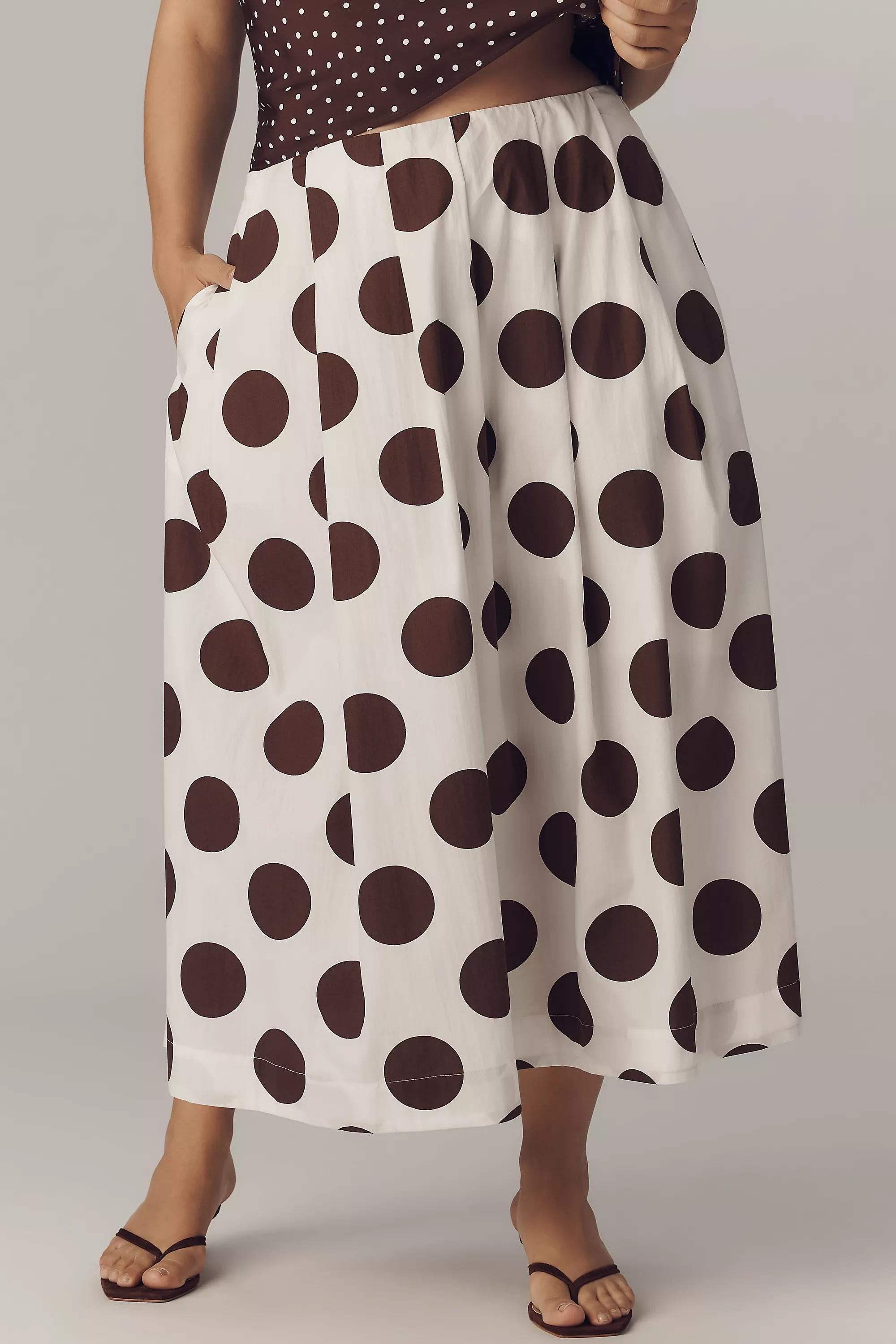 By Maeve Cotton Poplin Pleated Midi Skirt, Brown, A501_0029, large image number 5