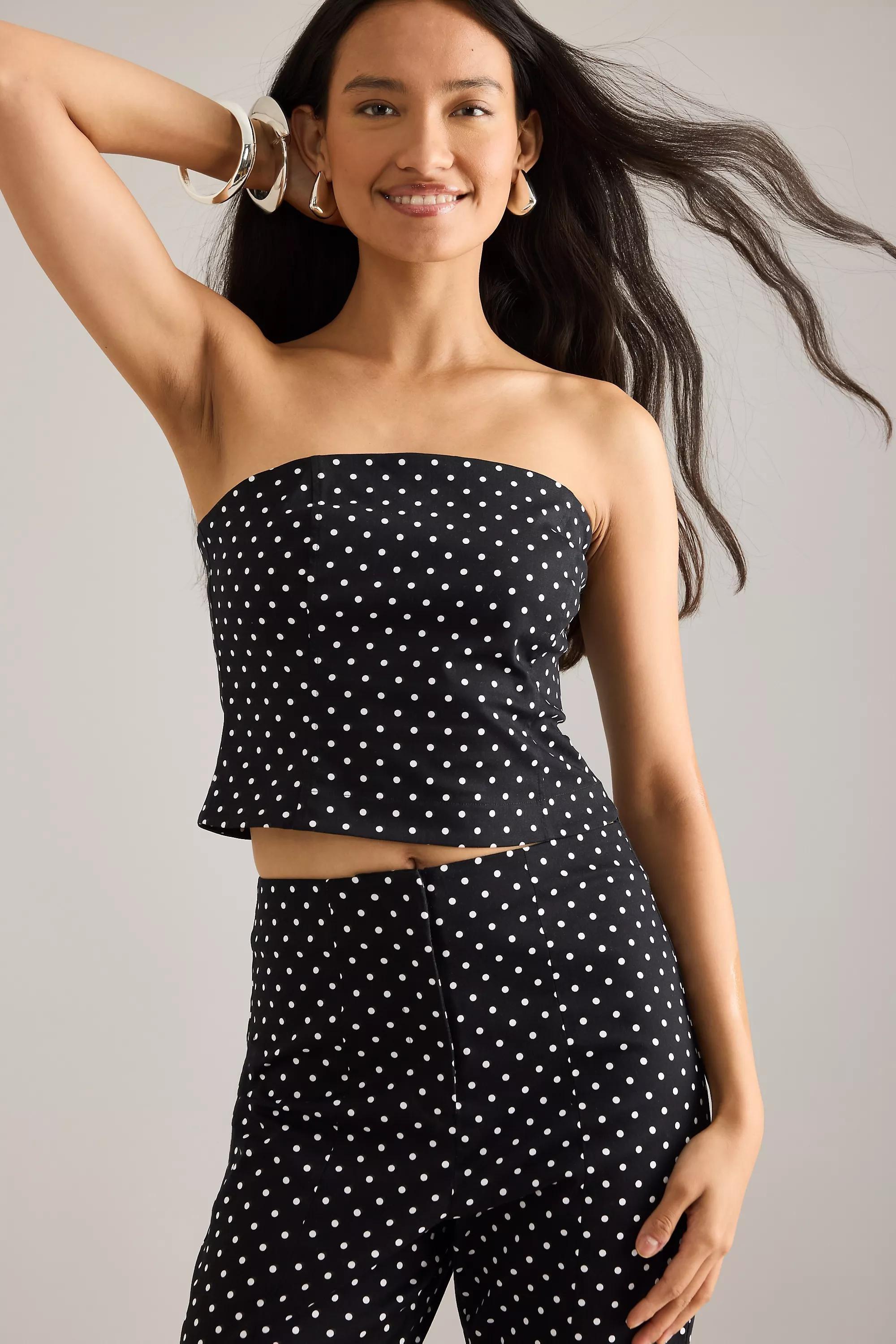 BLACK & WHITE By Anthropologie Polka Dot Bandeau Top, , large image number 4