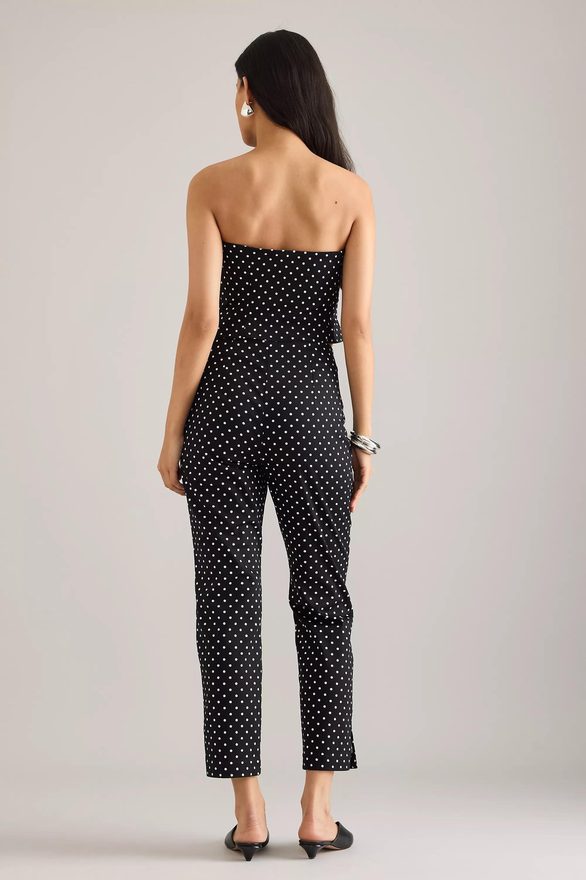By Anthropologie Polka Dot Split Hem Trousers, Grey, A501_0018, large image number 2