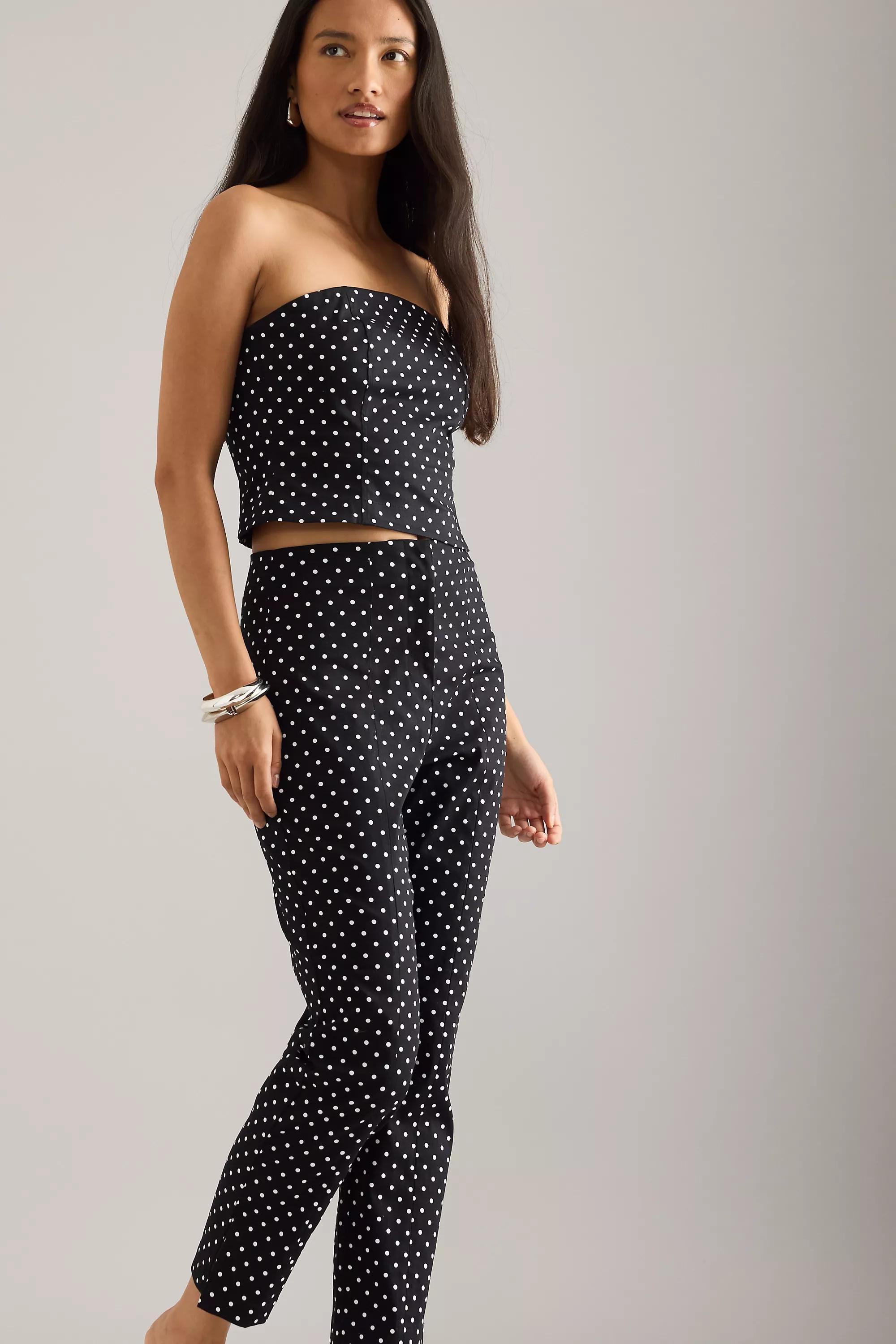 By Anthropologie Polka Dot Split Hem Trousers, Grey, A501_0018, large image number 4