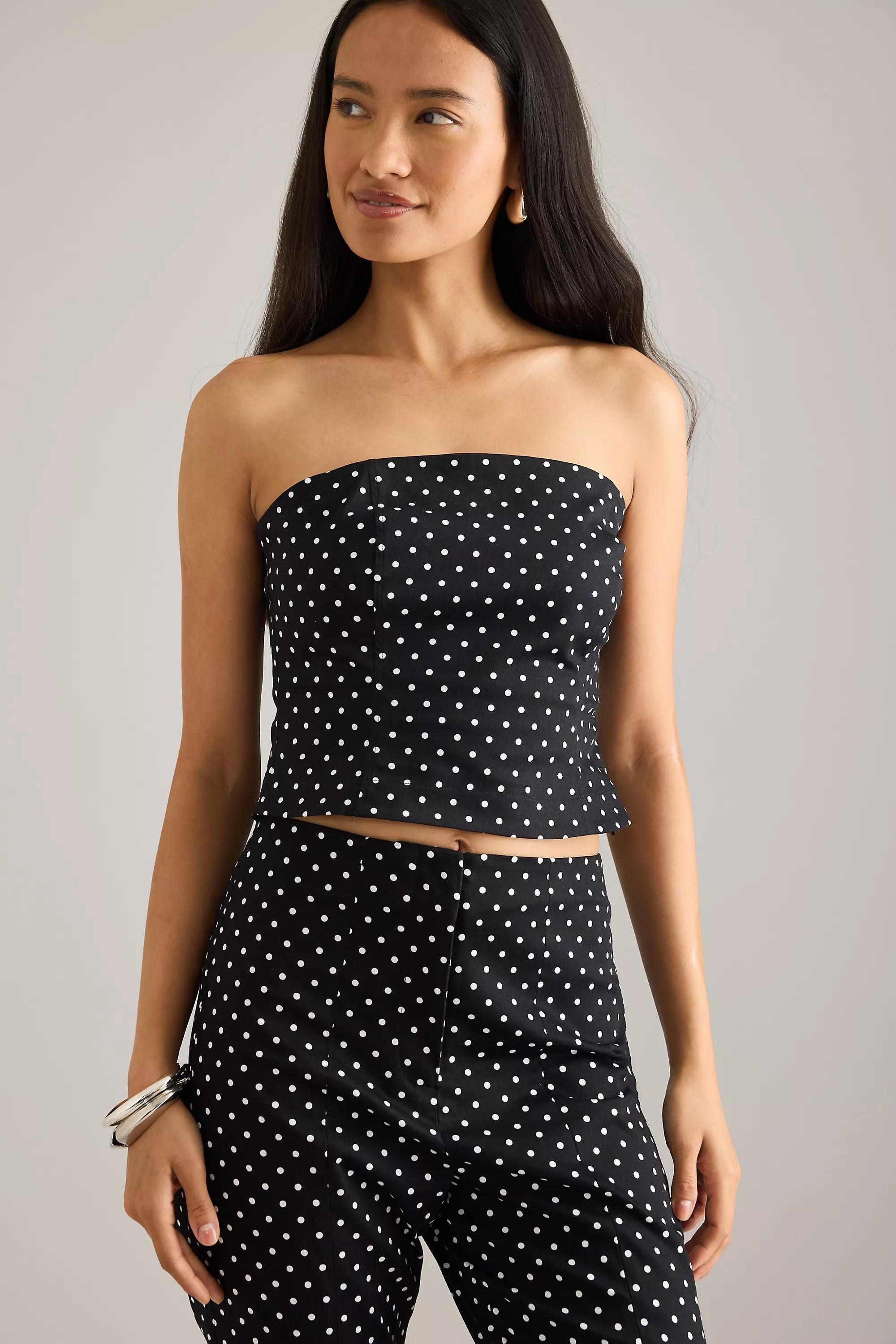 By Anthropologie Polka Dot Split Hem Trousers, Grey, A501_0018, large image number 5