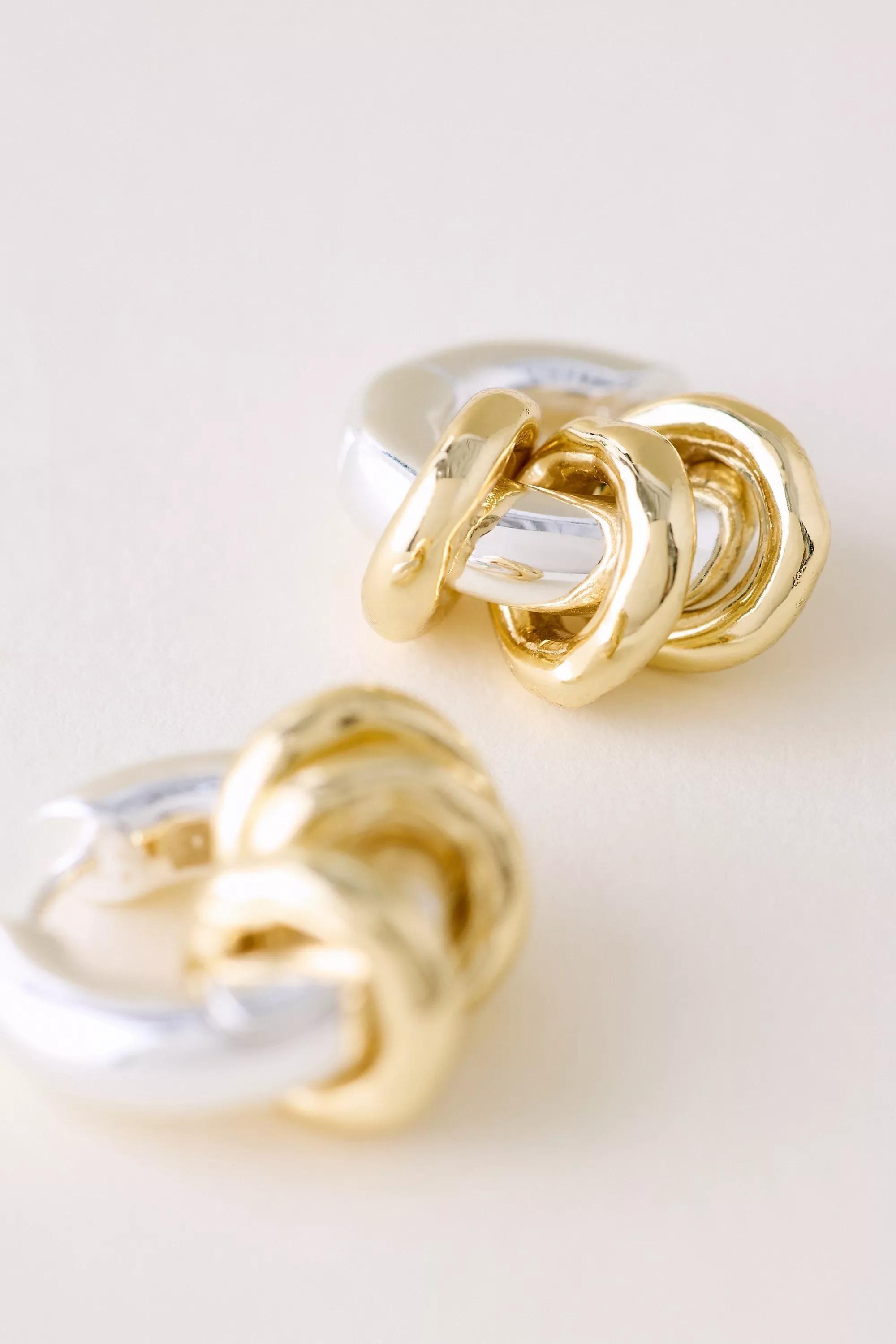 Mixed Metal Multi Hoop Earrings, Multicolour, A501_0000, large image number 1