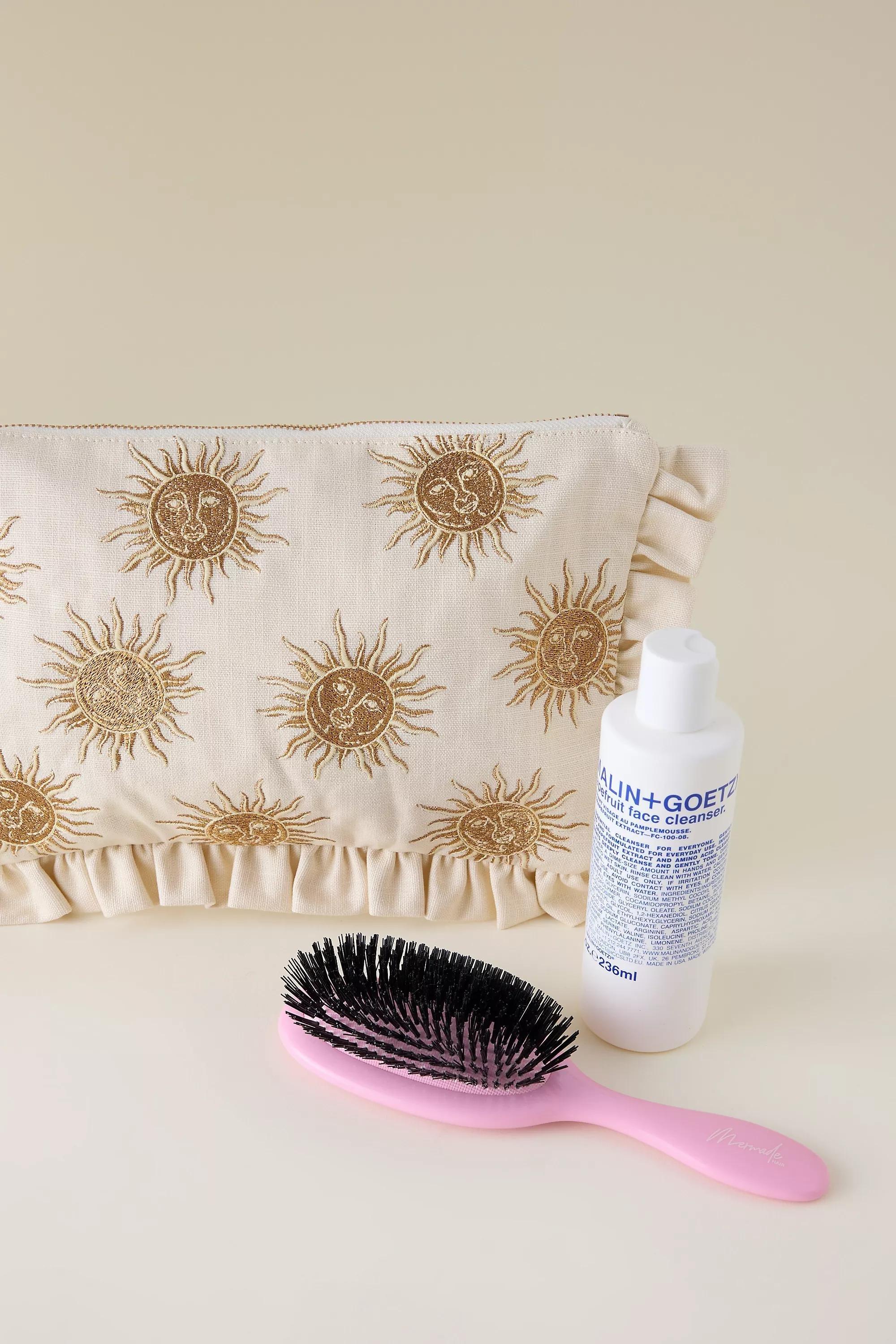 Elizabeth Scarlett Sun Goddess Embroidered Frill Pouch, Brown, A501_0025, large image number 2