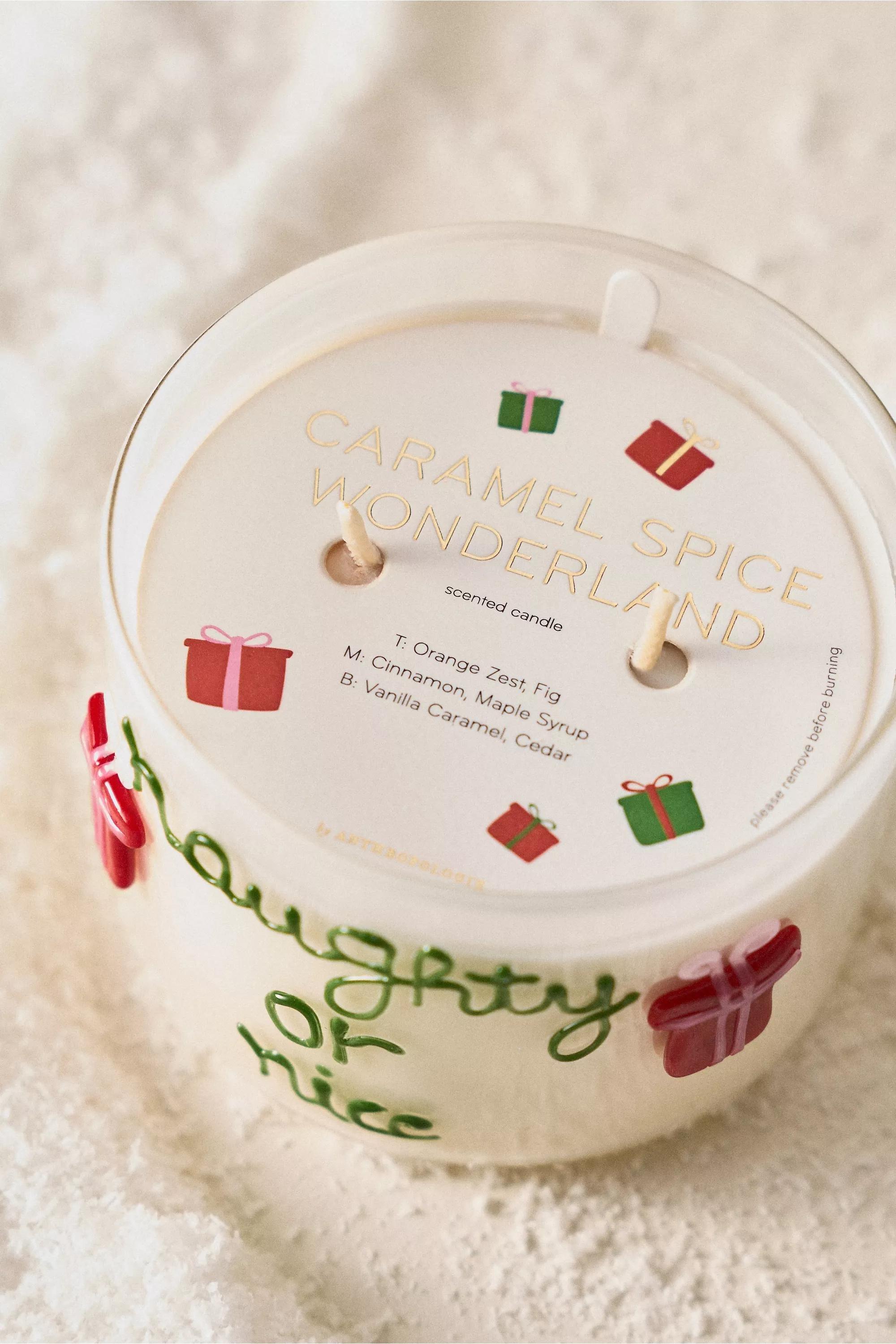 White Spice Wonderland Glass Candle, Green, A501_0030, large image number 1