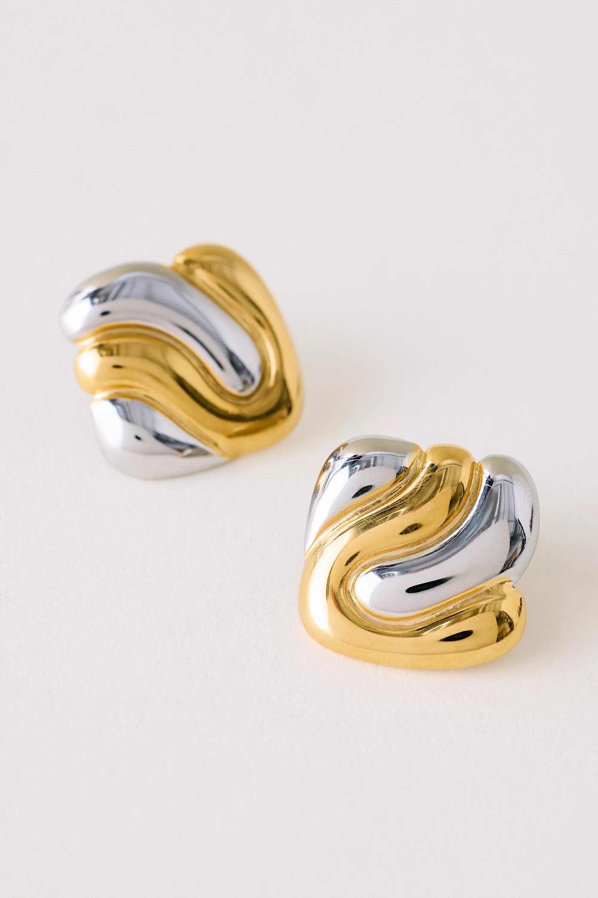 Mixed Metal Square Post Earrings, Multicolour, A501_0000, medium