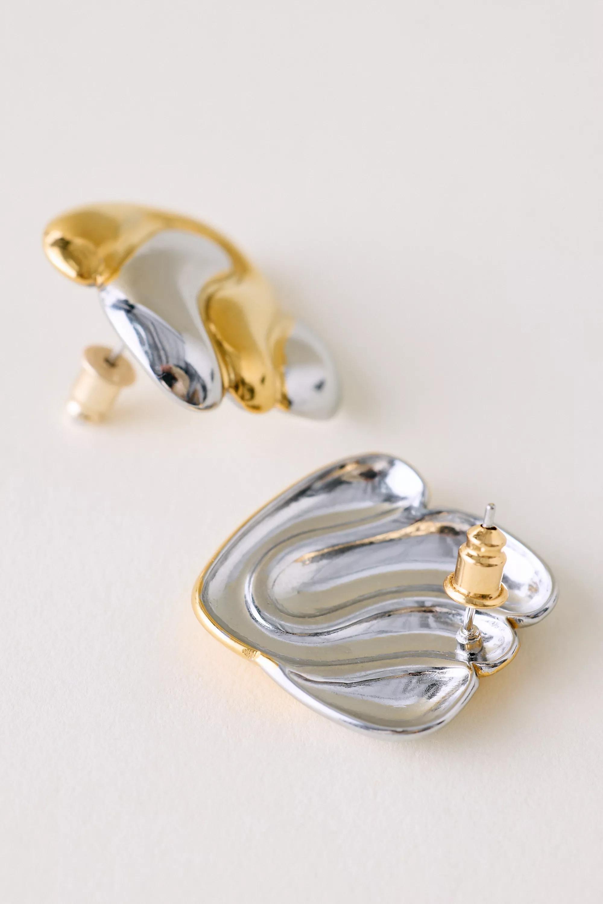 Mixed Metal Square Post Earrings, Multicolour, A501_0000, medium