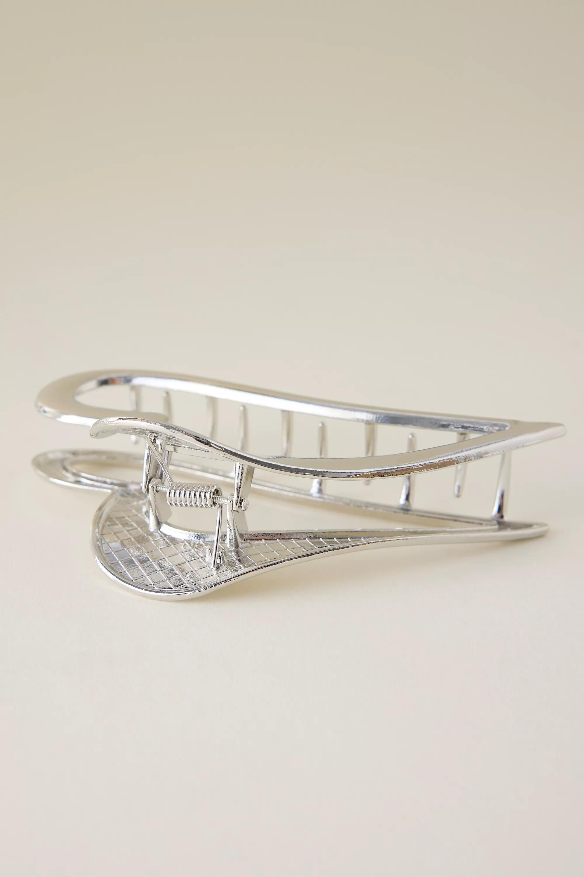 Heart Shaped Metal Hair Clip, Silver, A501_0007, large image number 1