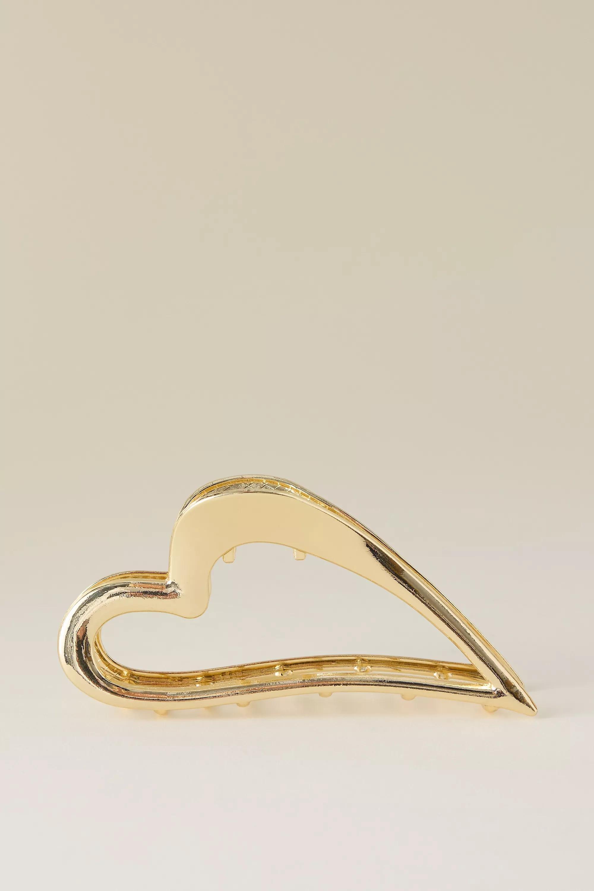 Heart Shaped Metal Hair Clip, Gold, A501_0070, large image number 0