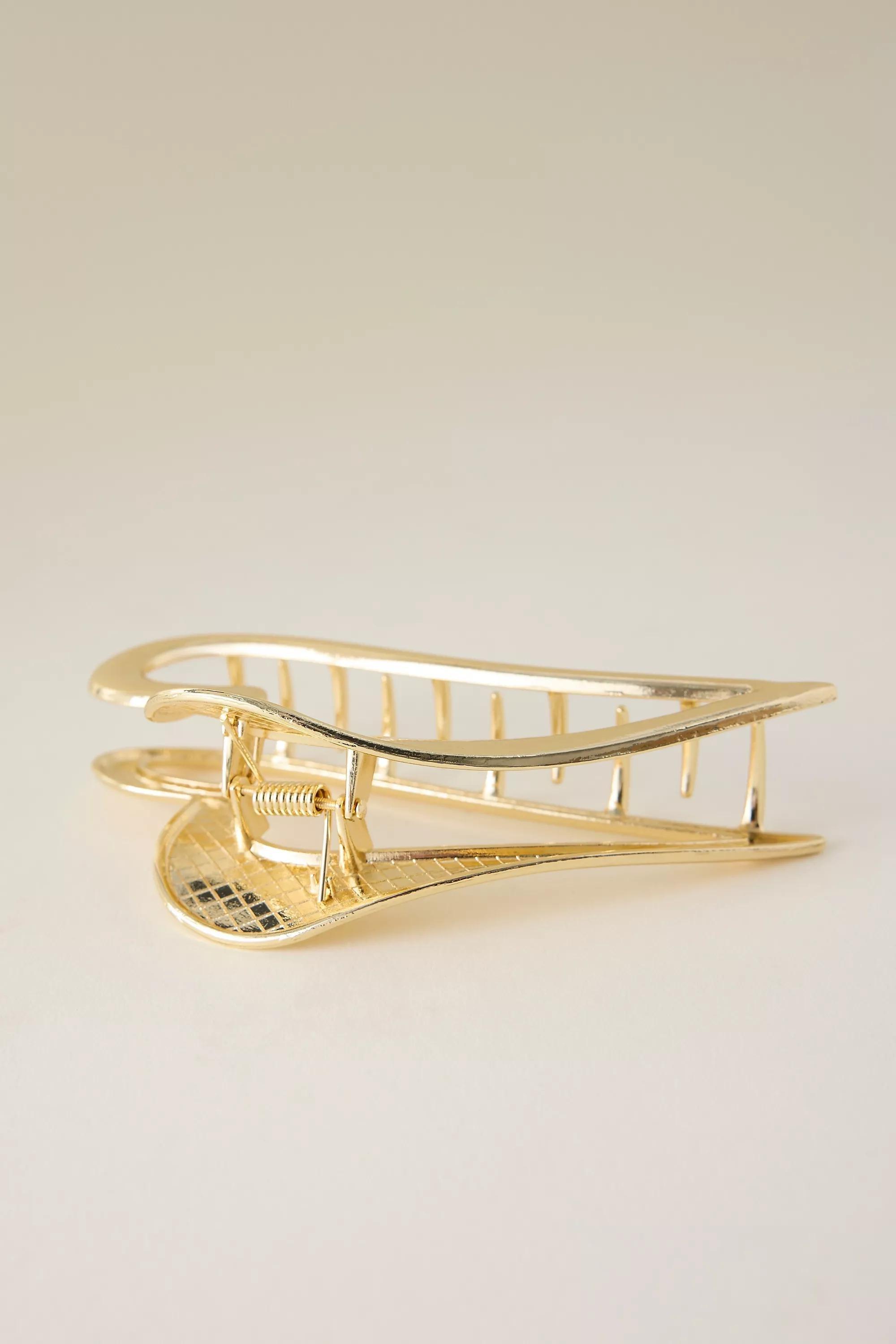 Heart Shaped Metal Hair Clip, Gold, A501_0070, large image number 1