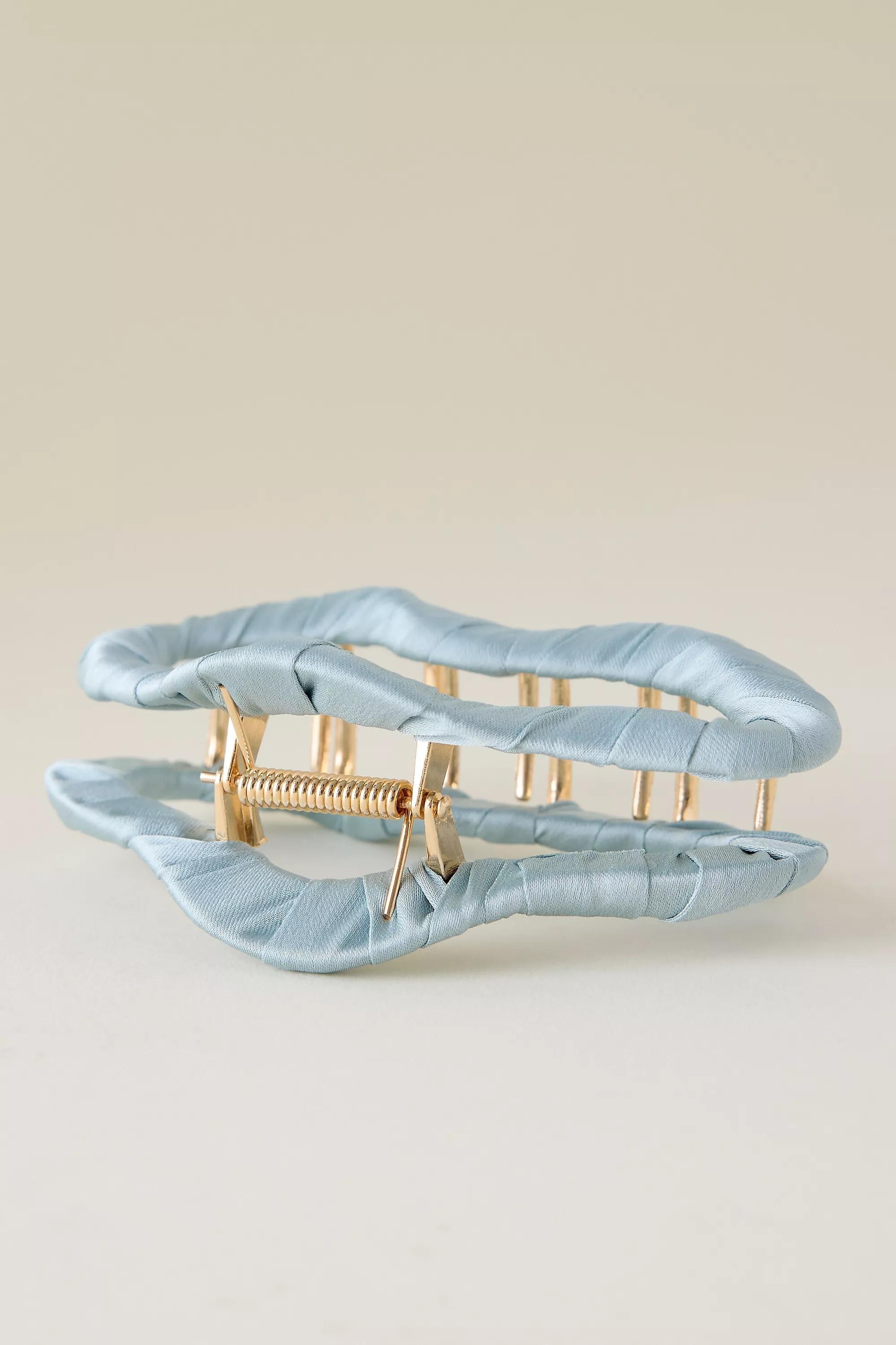 Fabric-Wrapped Hair Claw Clip, Blue, A501_0040, medium