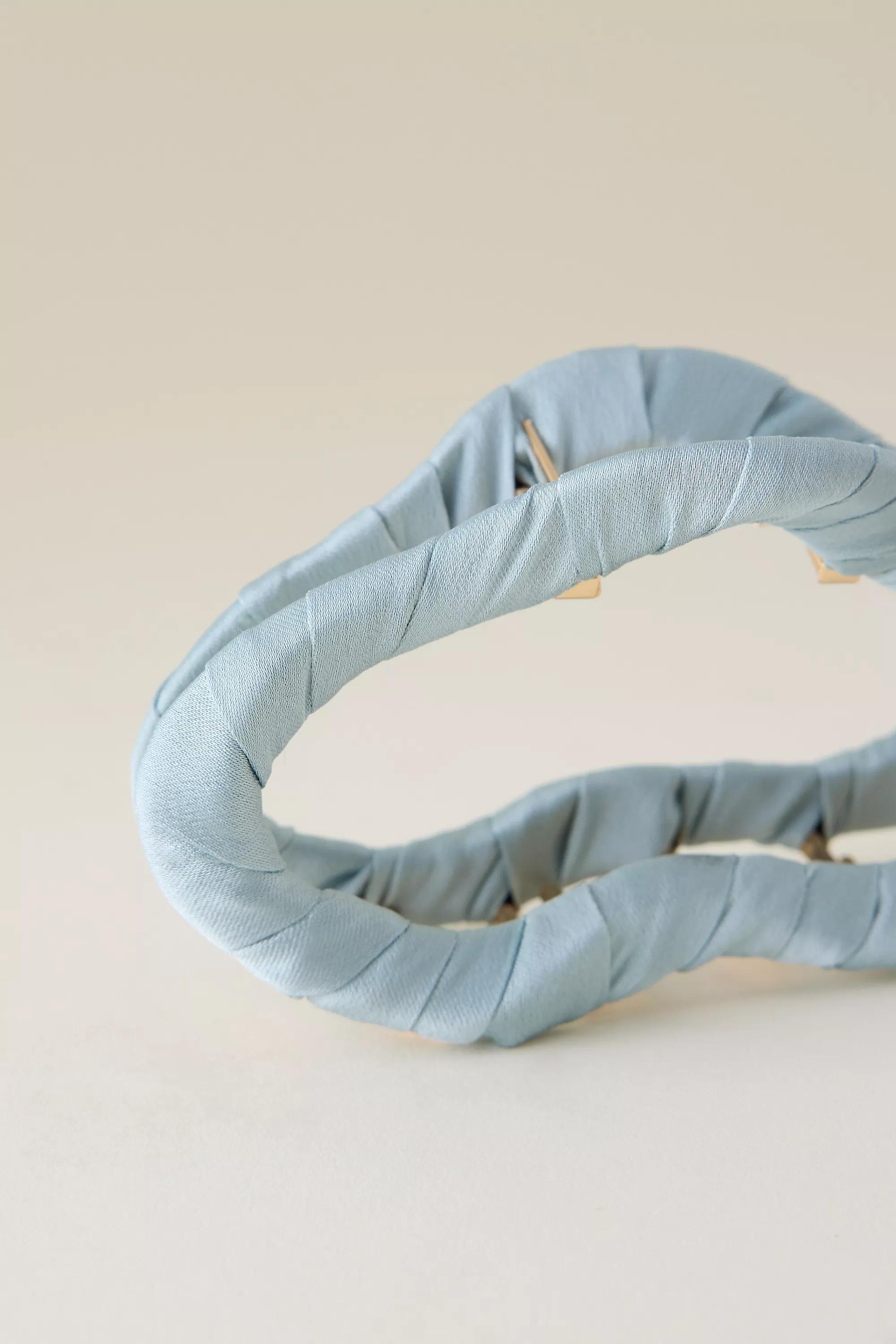 Fabric-Wrapped Hair Claw Clip, Blue, A501_0040, large image number 2