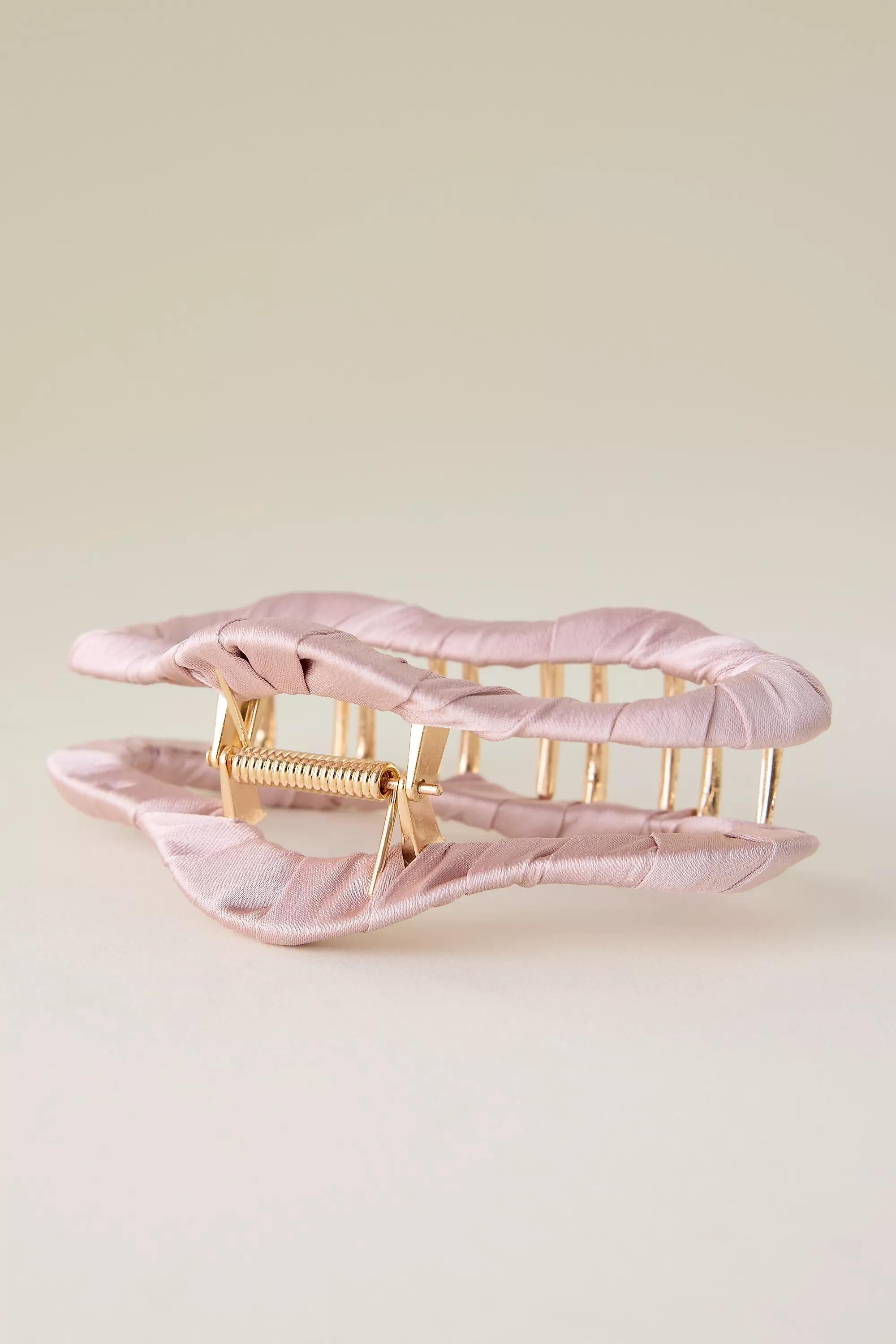Fabric-Wrapped Hair Claw Clip, Pink, A501_0066, large image number 1