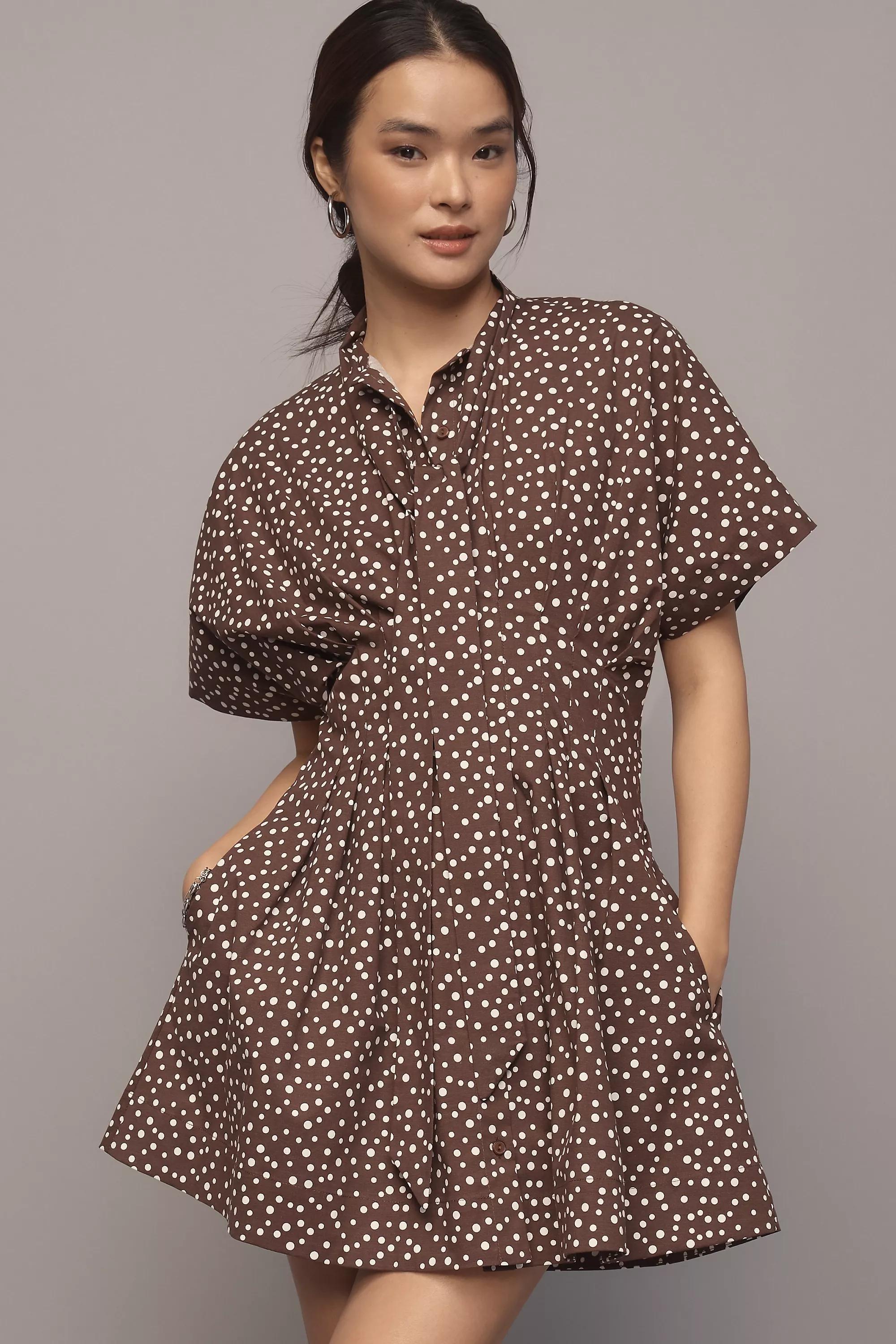 Brown The Tobie Mini Shirt Dress, Brown, , large image number 0