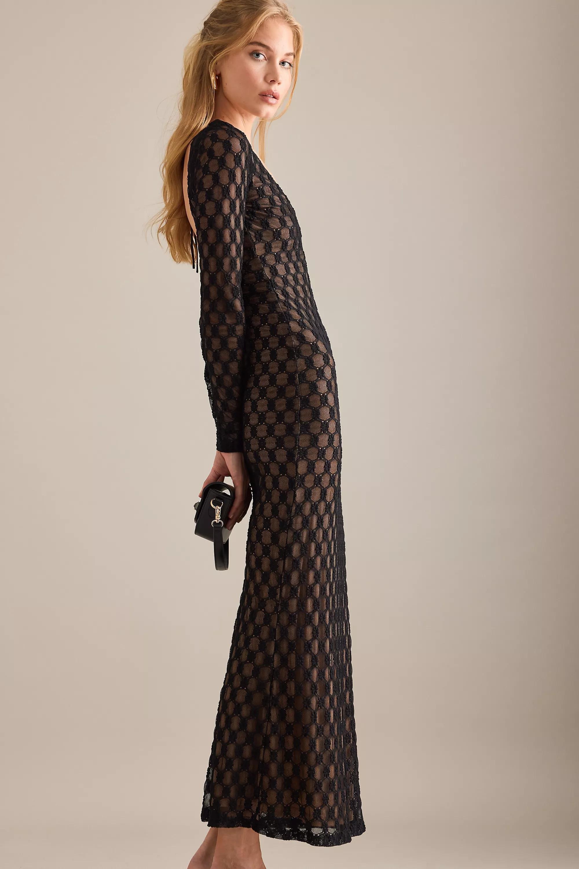 Bardot Yazmin Lace Midi Dress, Black, A501_0001, large image number 4