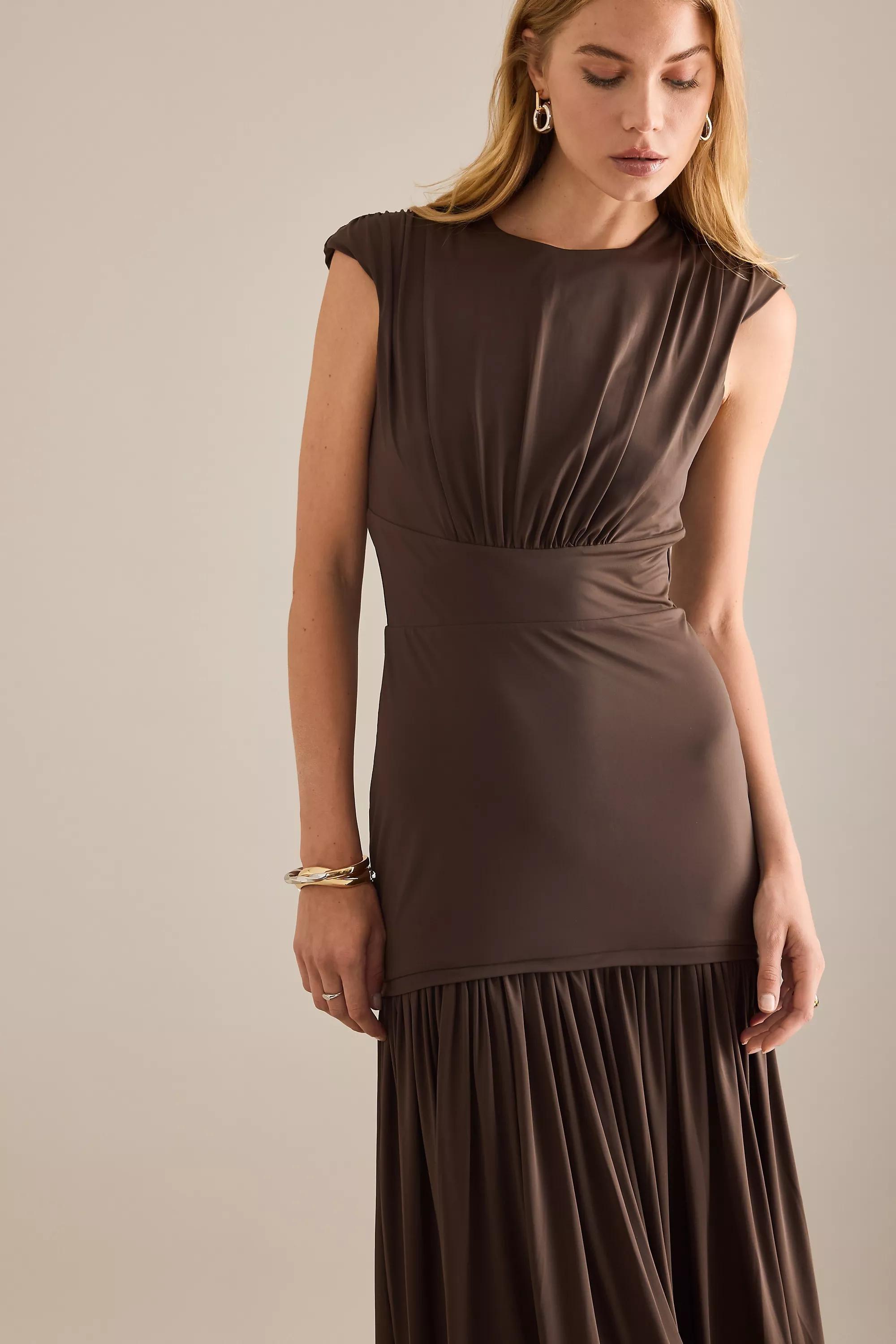 Bardot Annaise High-Neck Maxi Dress, Brown, A501_0020, large image number 1