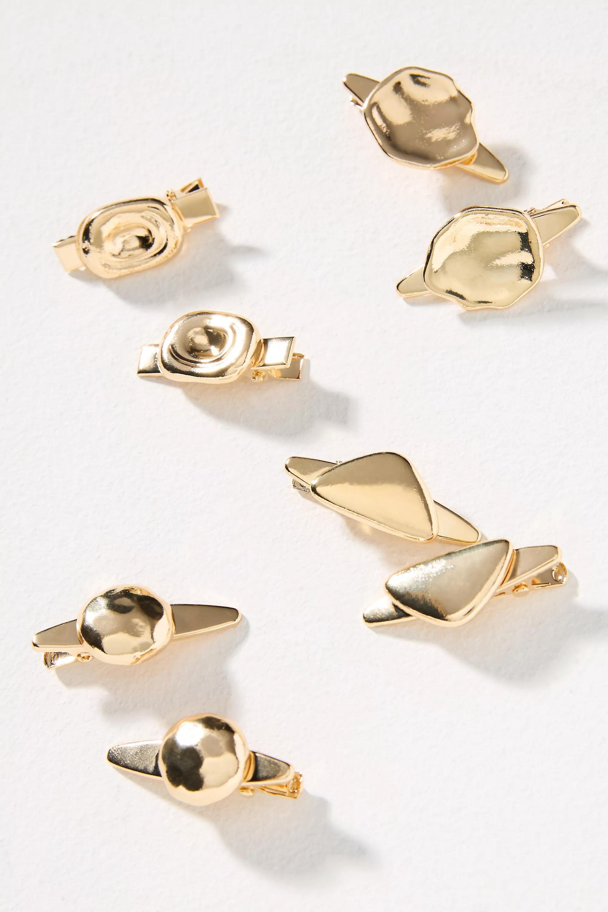 By Anthropologie Molten Metal Clips, Set Of 8, Gold, A501_0070, large image number 1