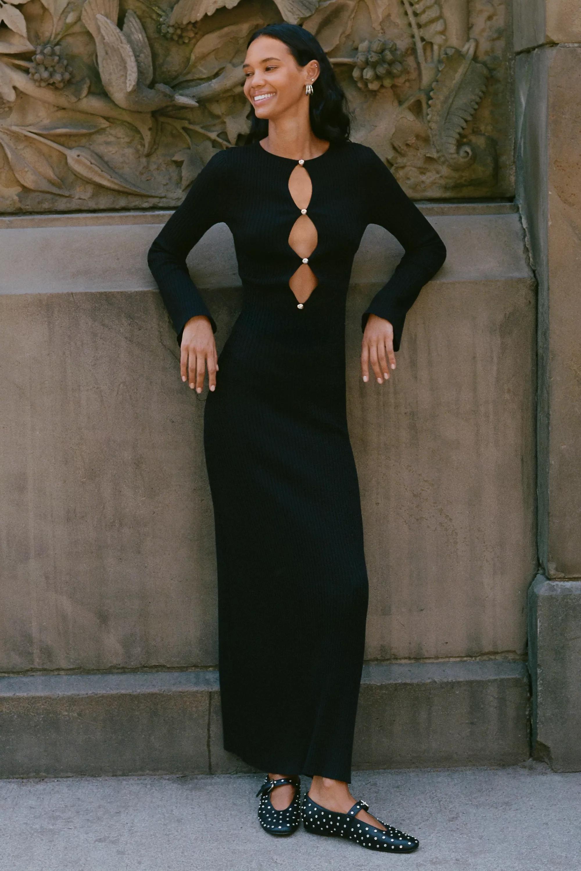 Bardot Nautico Knit Maxi Dress, Black, A501_0001, large image number 3