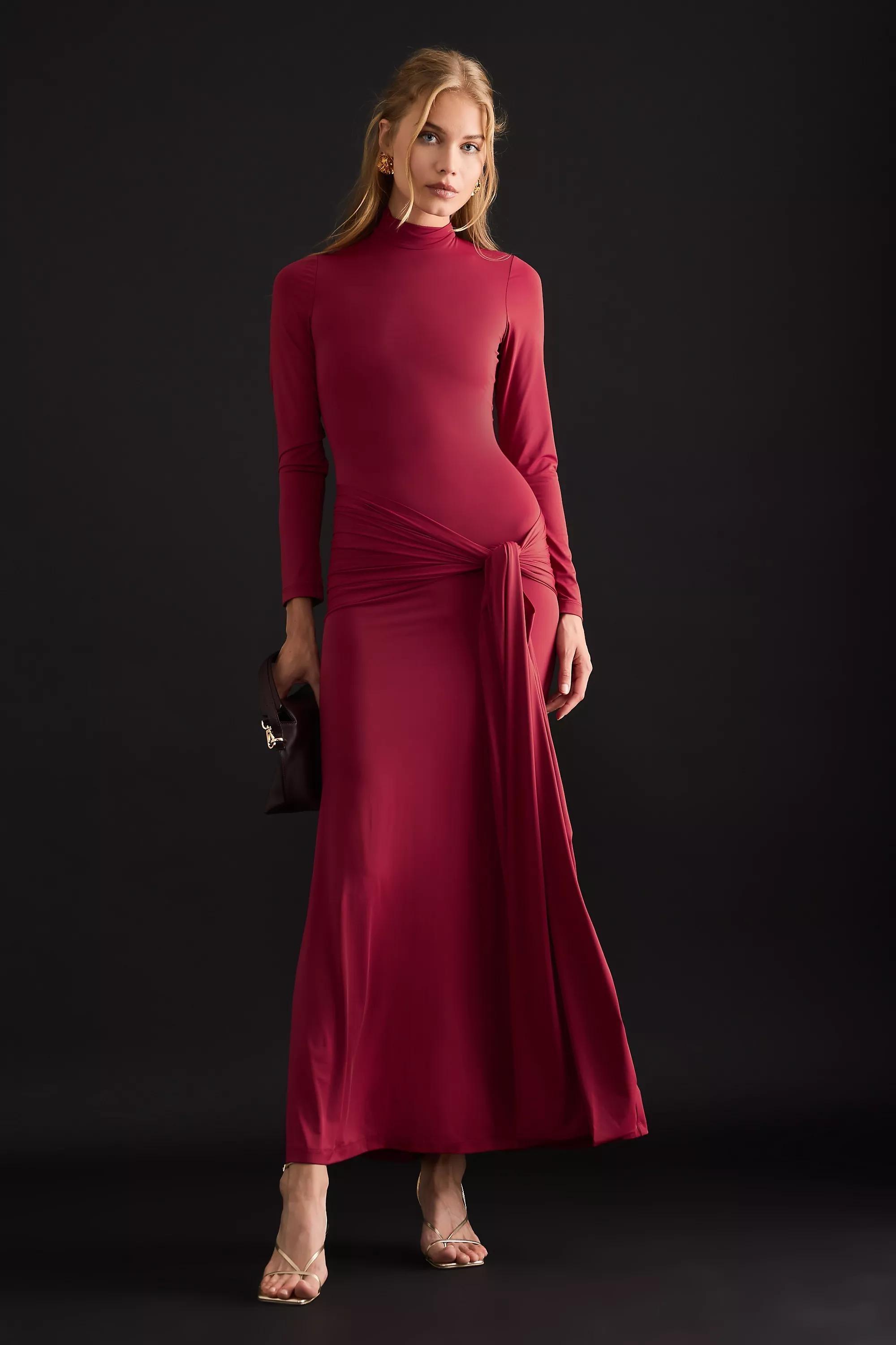 Bardot Alix Tie-Front Maxi Dress, Red, A501_0061, large image number 0