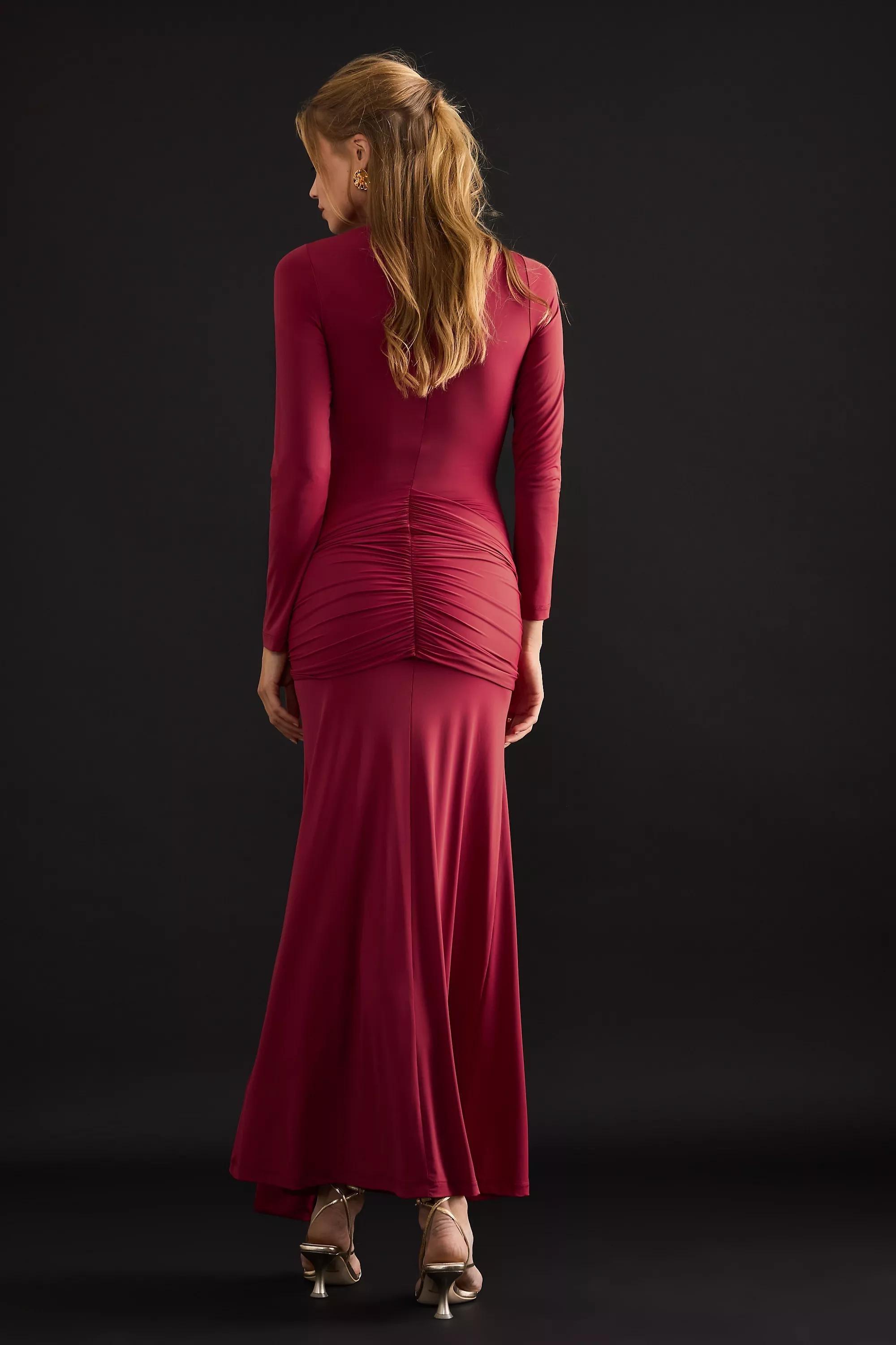 Bardot Alix Tie-Front Maxi Dress, Red, A501_0061, medium