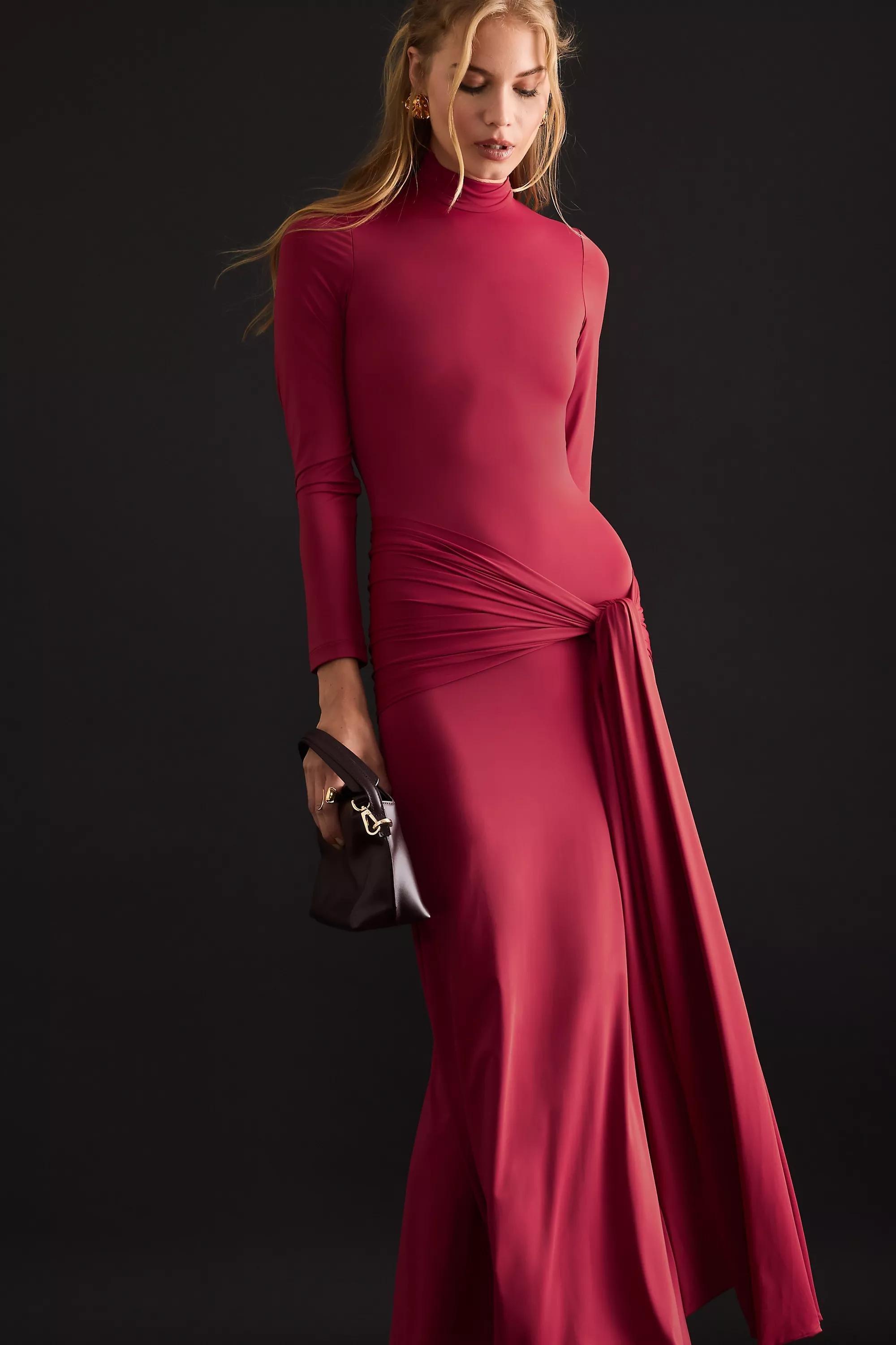 Bardot Alix Tie-Front Maxi Dress, Red, A501_0061, large image number 2