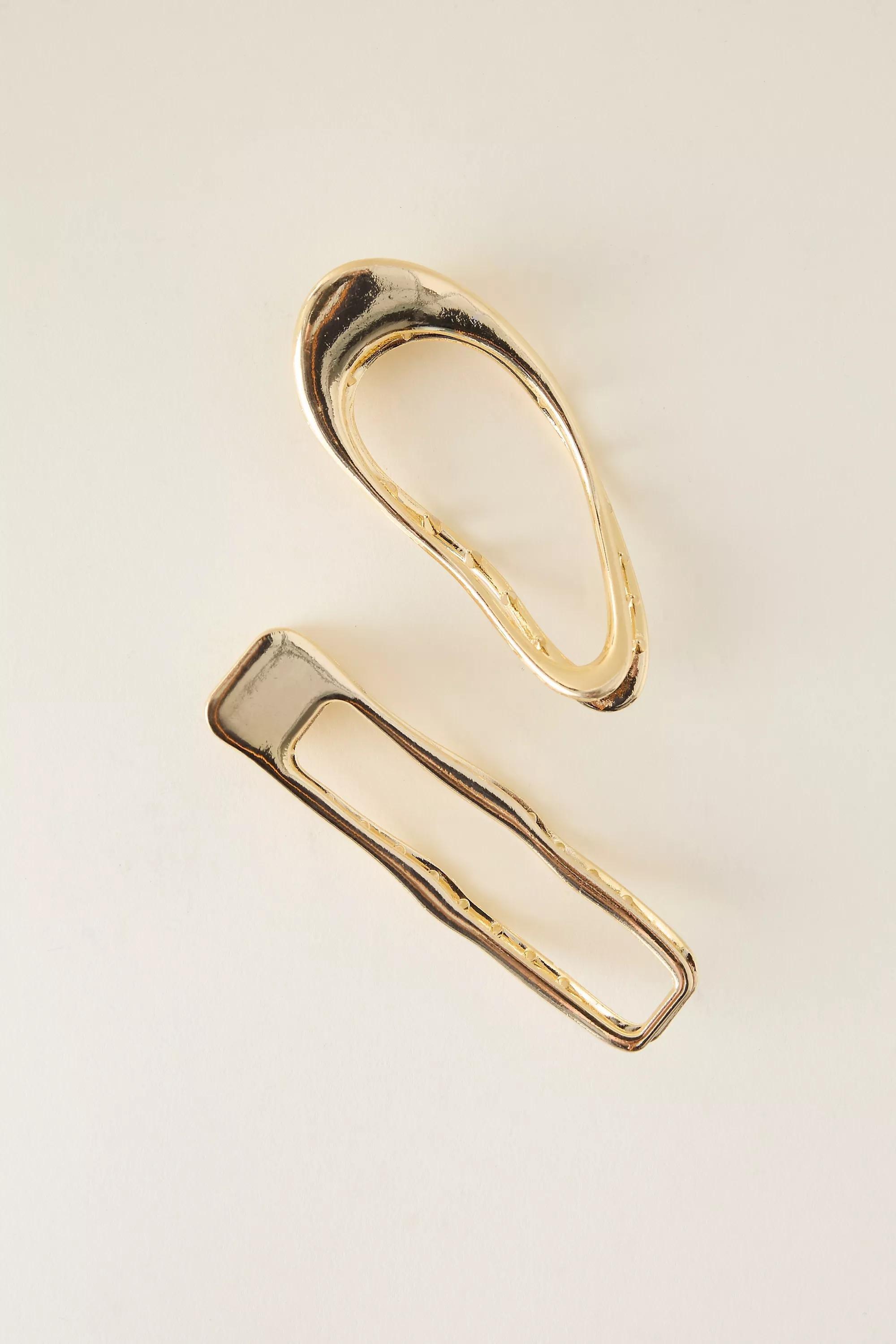 Metal Hair Claw Clips, Set Of 2, Gold, A501_0070, large image number 0