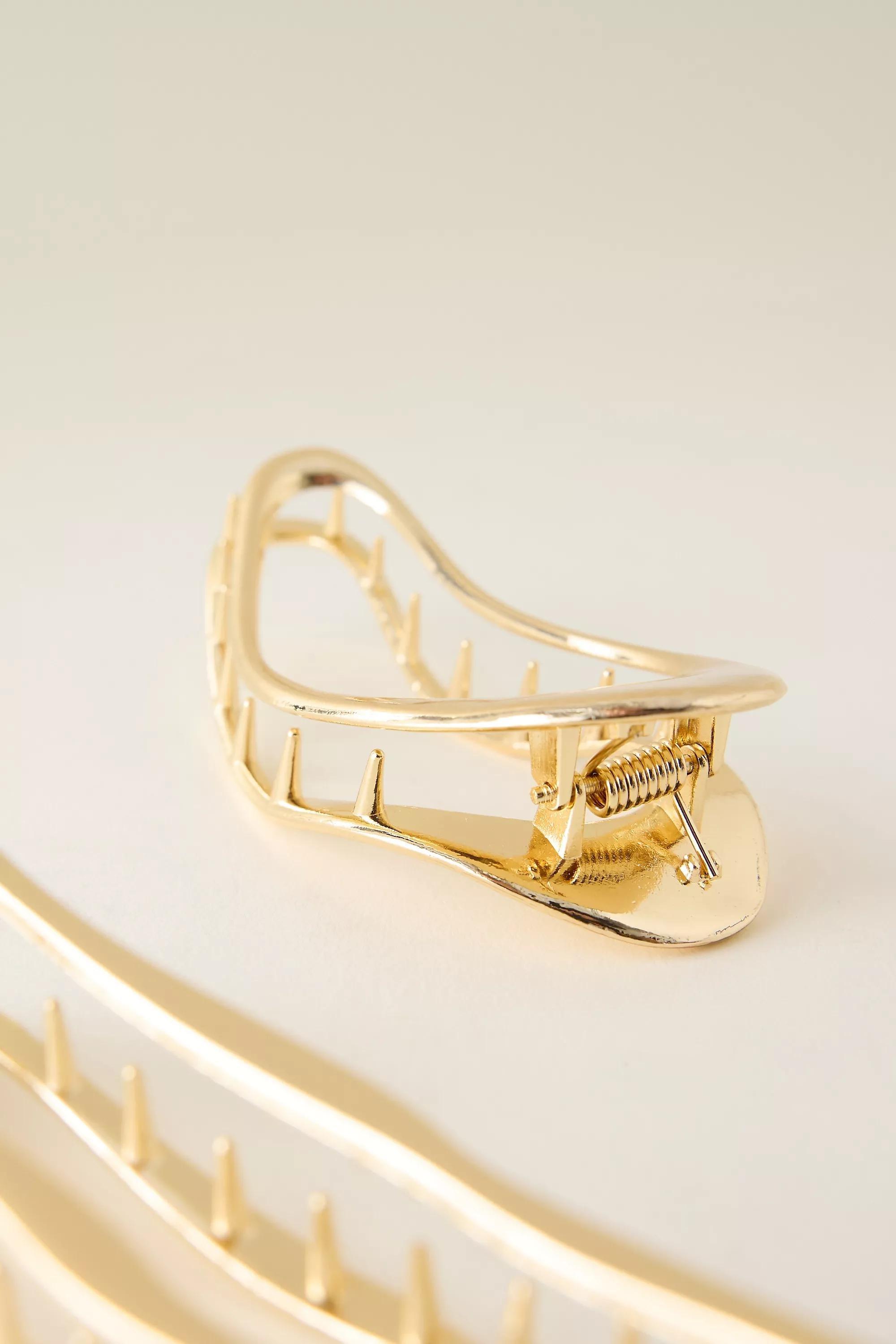 Metal Hair Claw Clips, Set Of 2, Gold, A501_0070, large image number 2