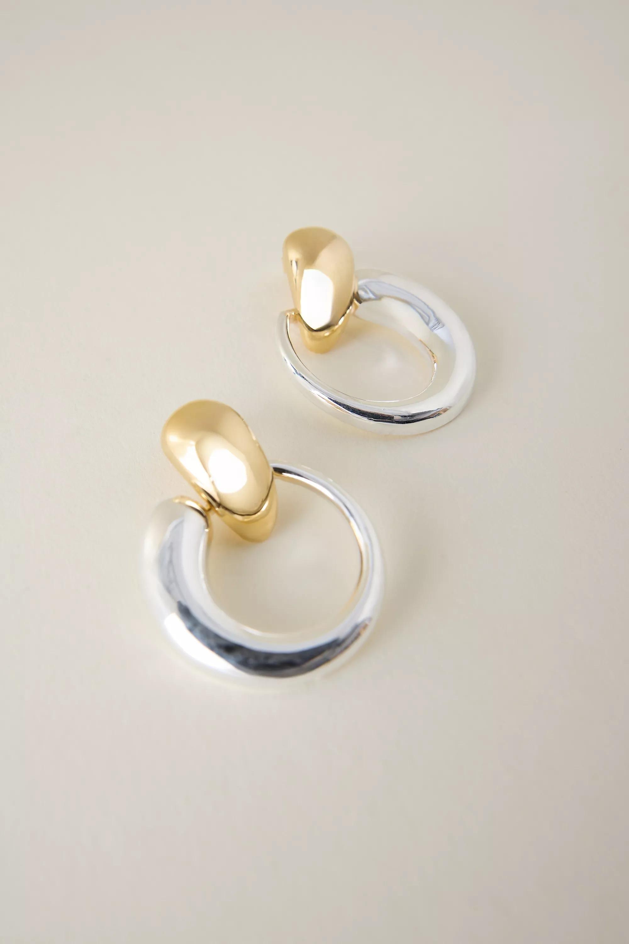 Mixed Metal Swirl Drop Earrings, Multicolour, A501_0000, large image number 1