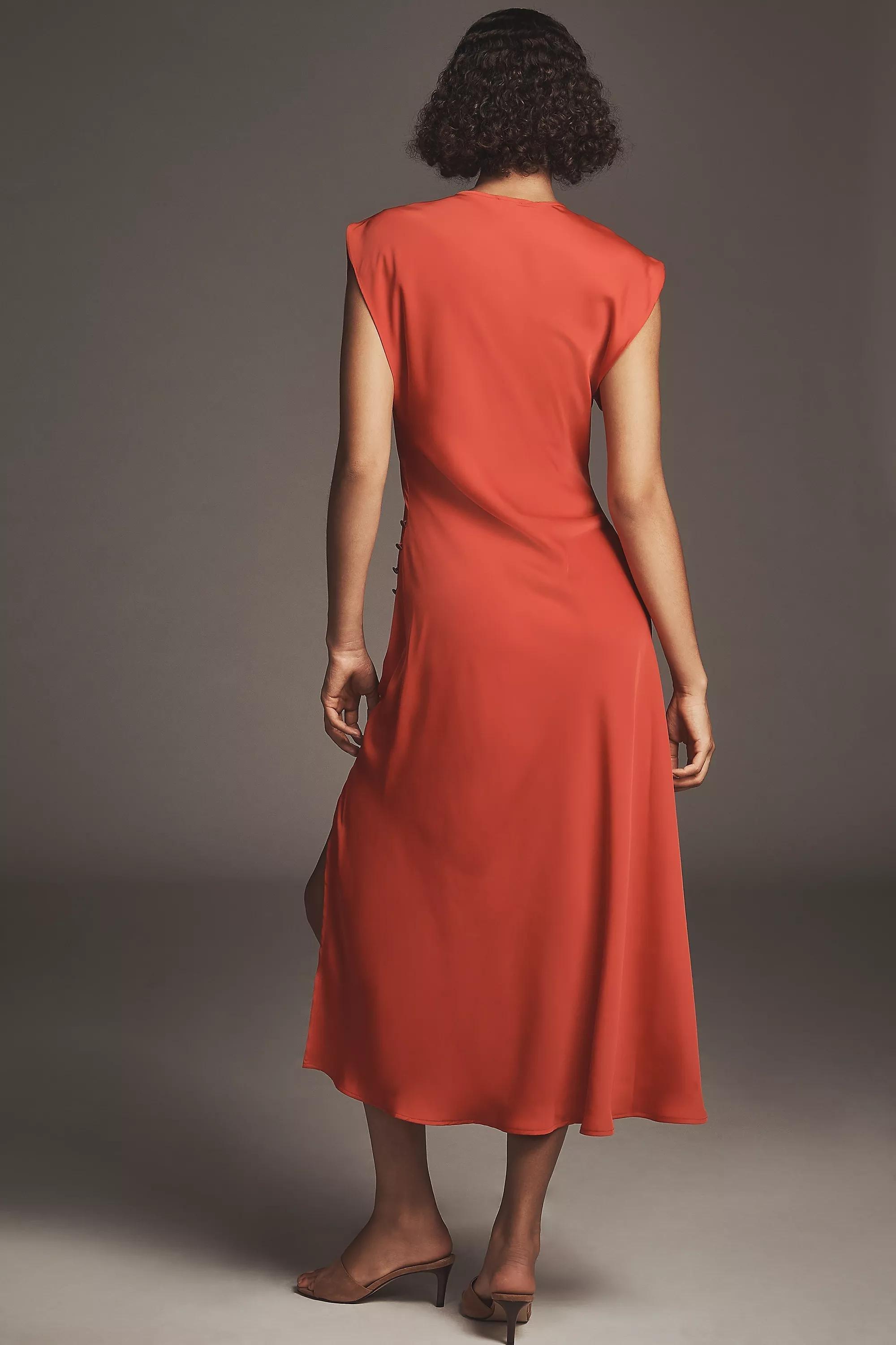 By Maeve Short-Sleeve Cowl-Neck Slip Midi Dress, Red, A501_0060, large image number 1