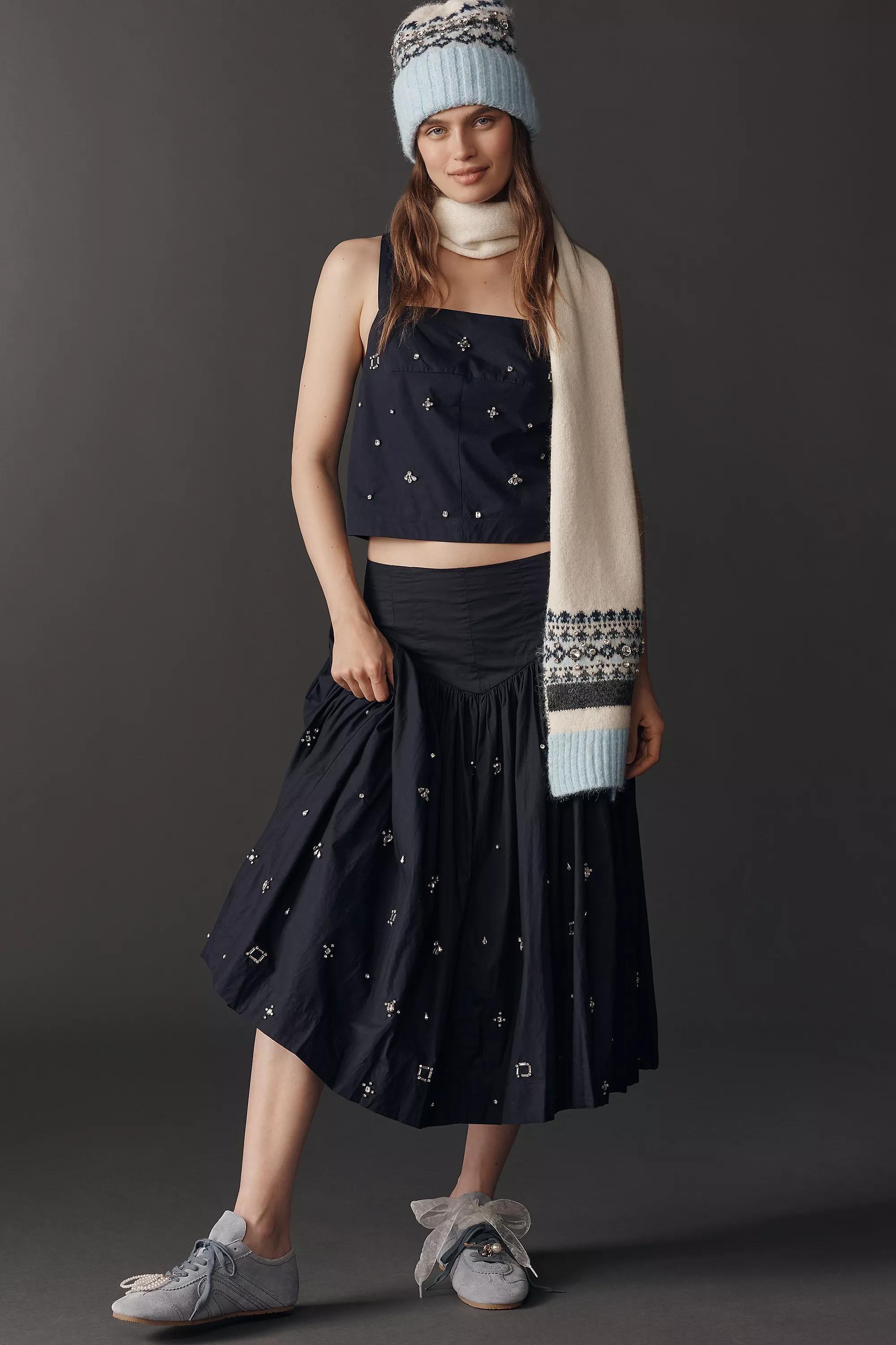 Maeve Sleeveless Embellished Top, Navy, A501_0041, large image number 2