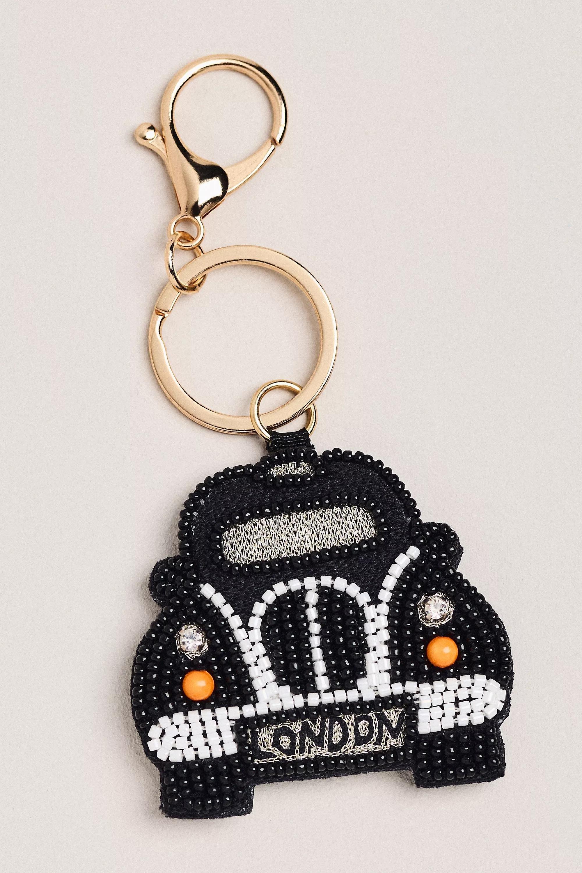 City Collection Beaded Bag Charm, Black, A501_0001, medium