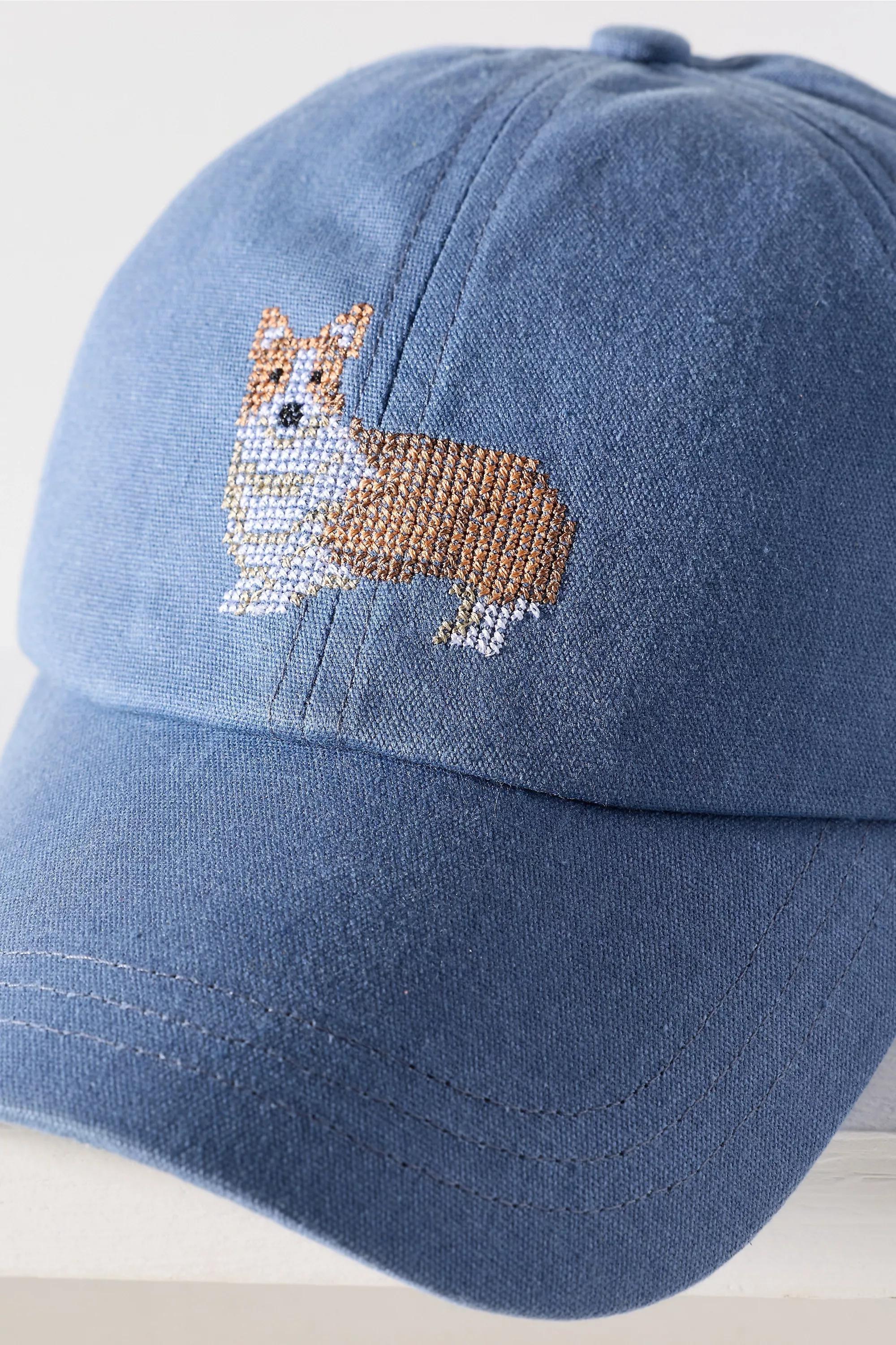 BLUE Needlepoint Icon Waxed Canvas Baseball Cap, A501_0040, large image number 2